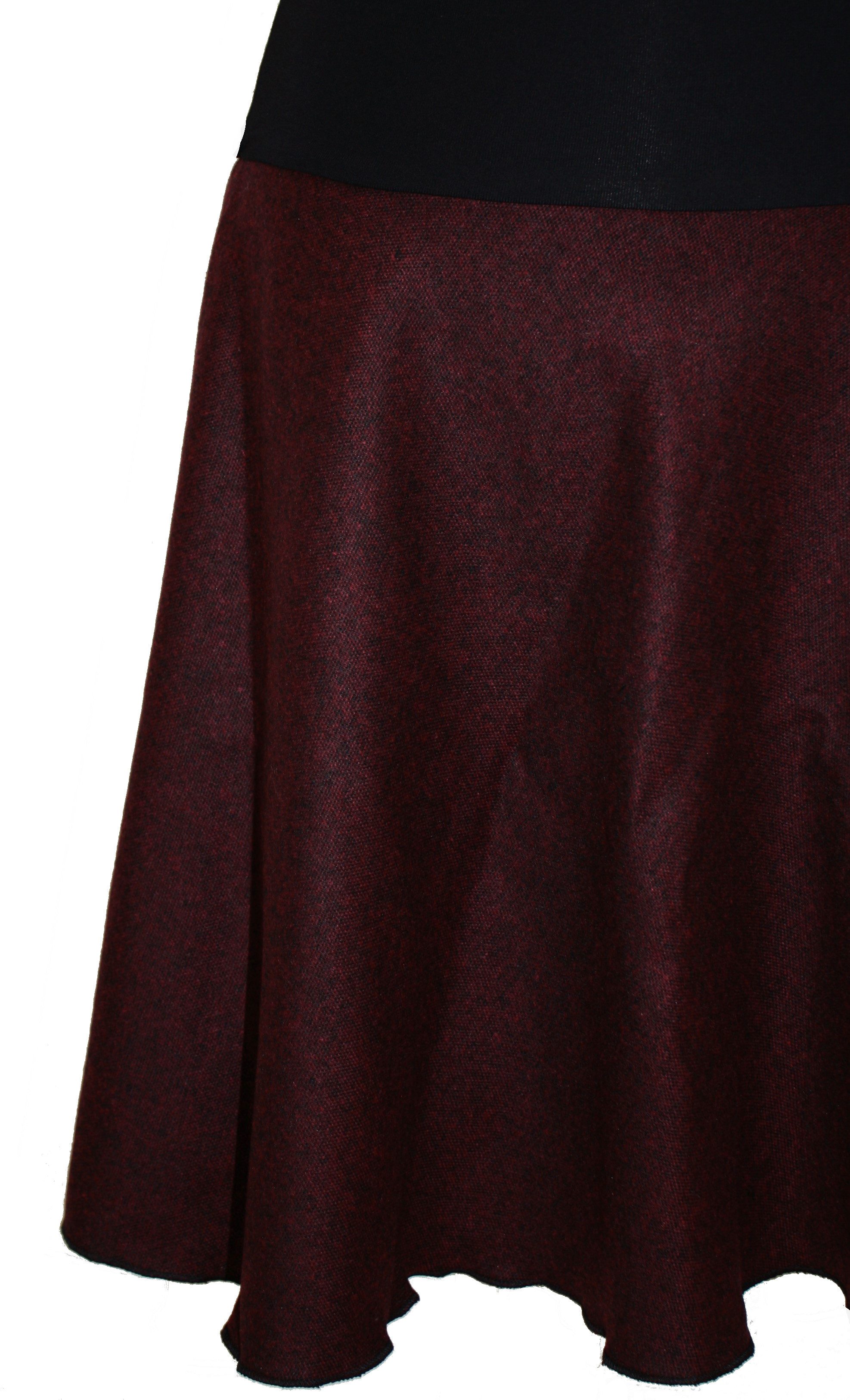 dunkle design A-Linien-Rock Wolltuch Weinrot Schwarz Lila Salz-Pfeffer 57cm günstig online kaufen