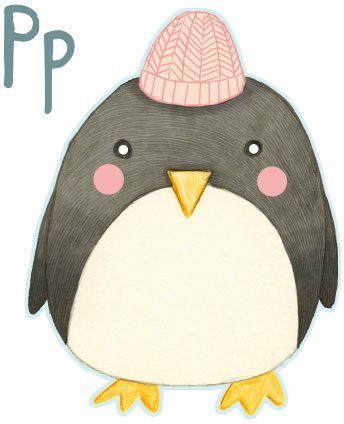 Penguin St) P (1 Pinguin Wall-Art Wandtattoo Buchstabe