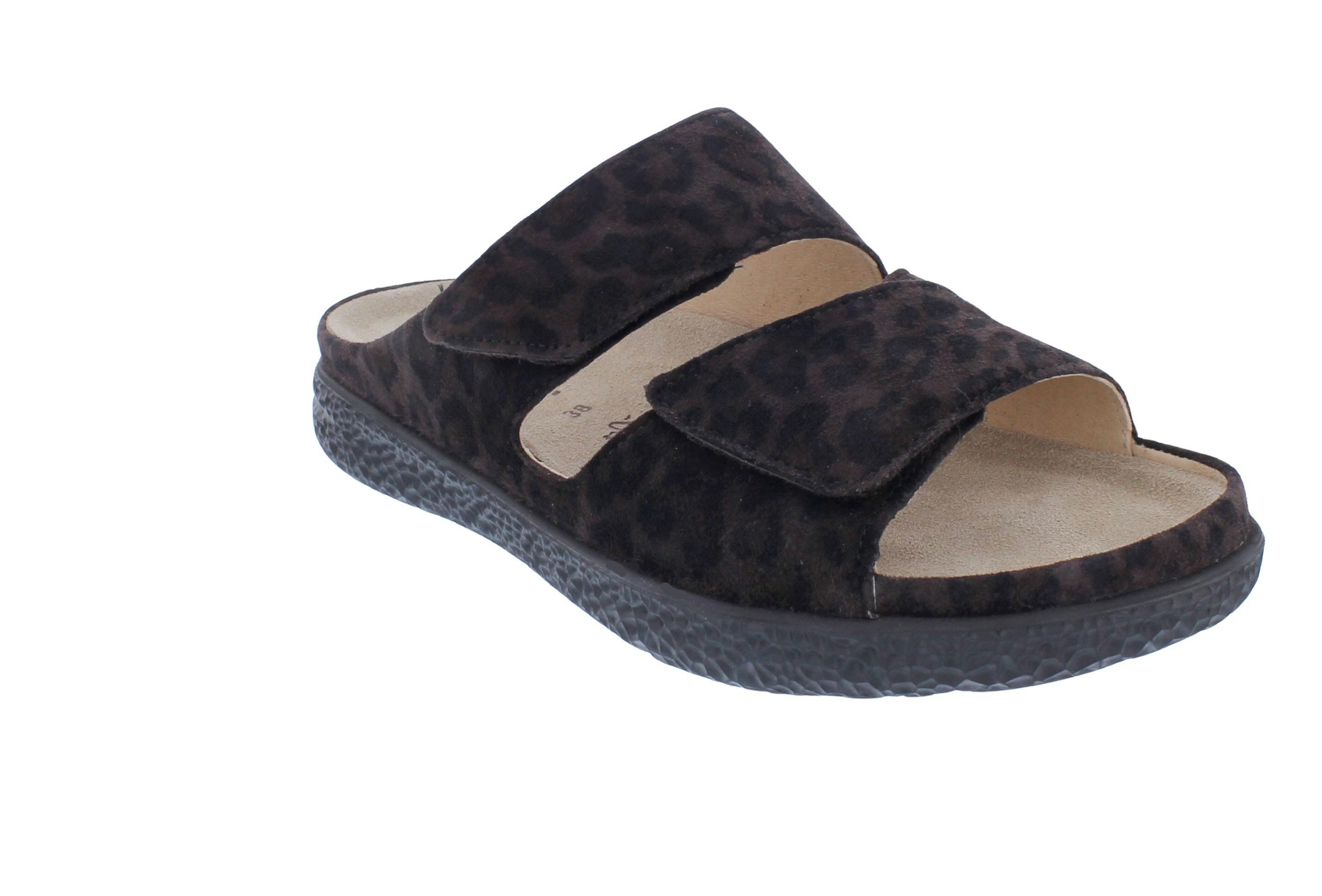 Hartjes Hartjes Pantolette Groove 122.1220/40 77.00, Dunkelbraun mit Leo Print Pantolette