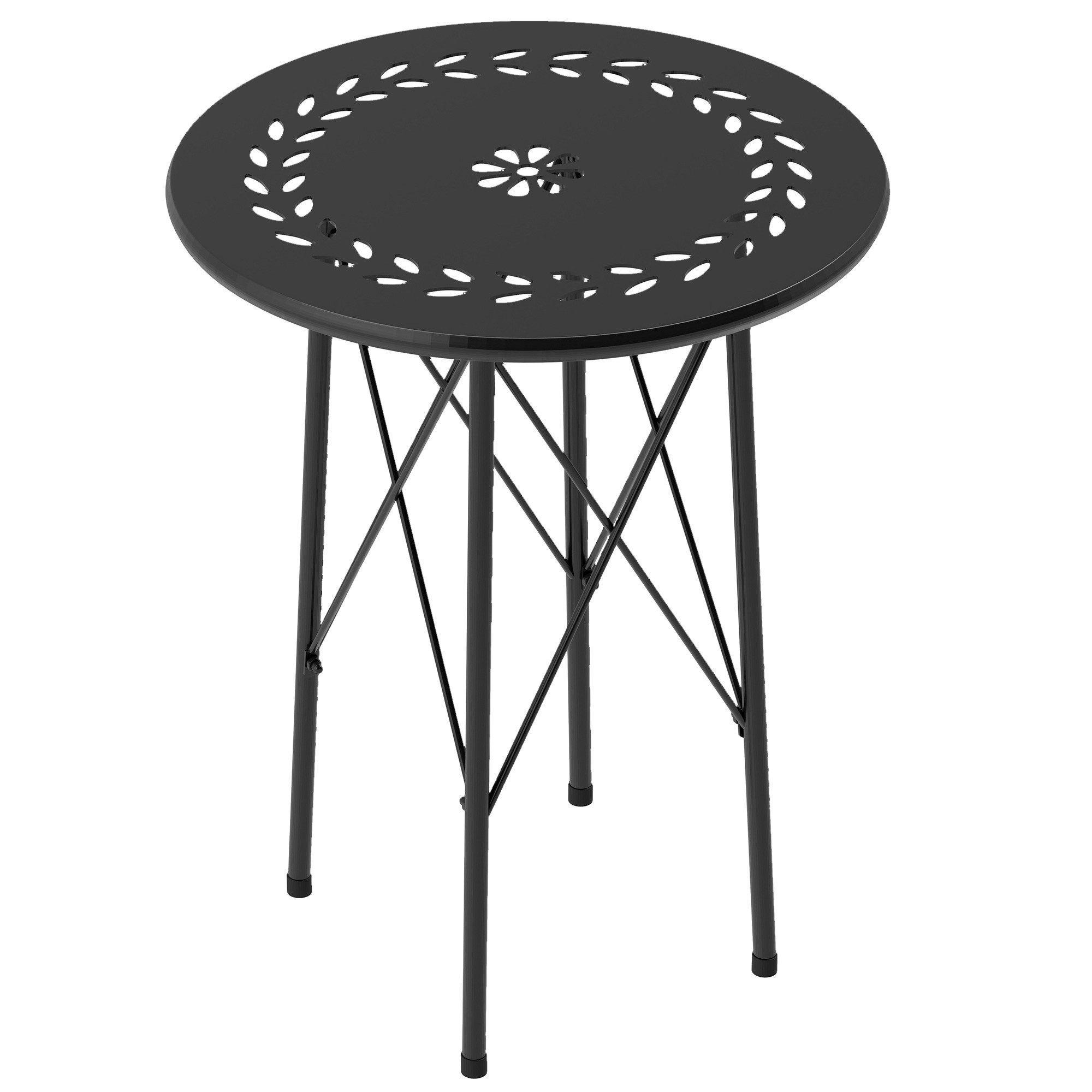 furnicato Gartentisch Runder Ø40 x 50H cm in Schwarz