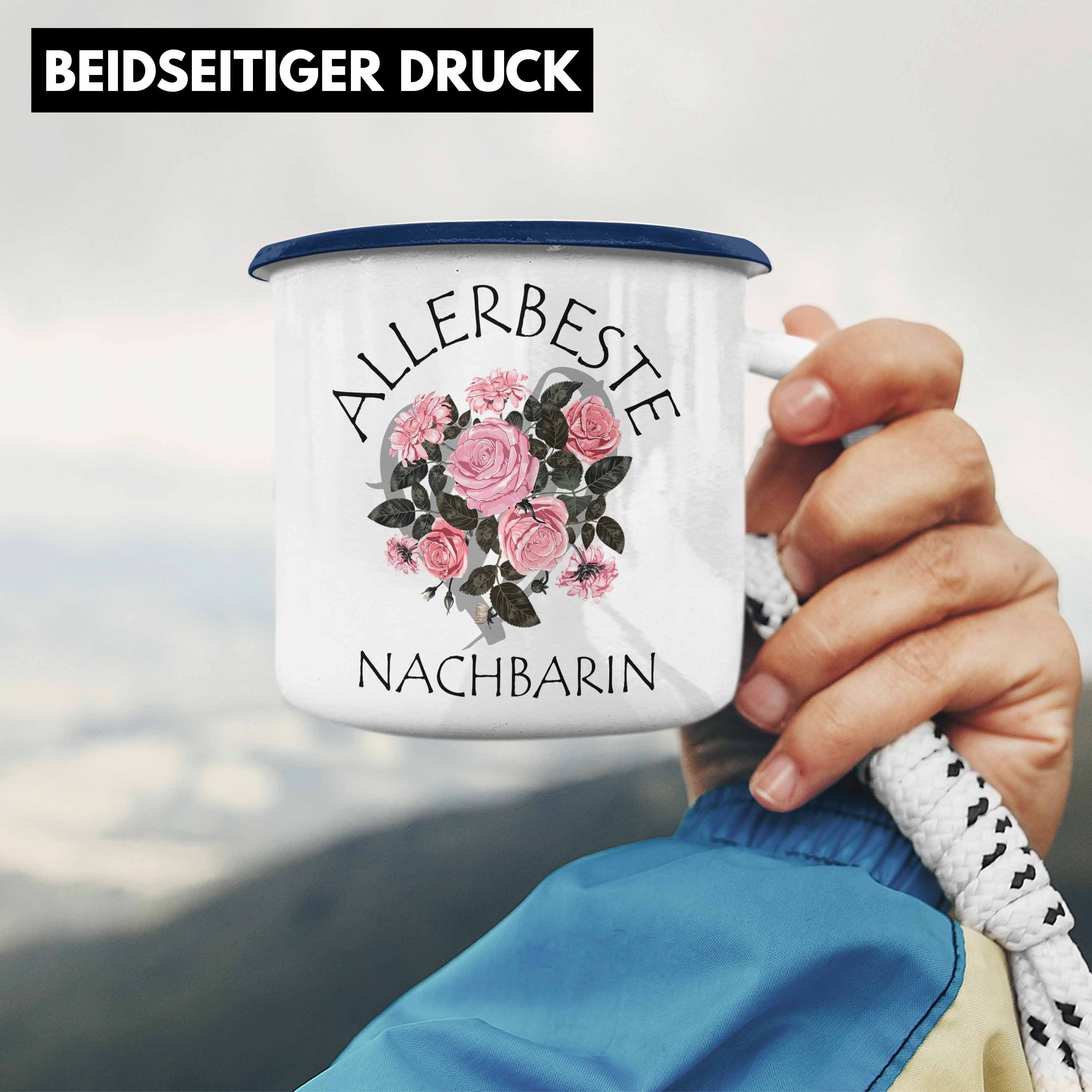 Freundin - Thermotasse Geburtstag Nachbarin Lieblings Blau Geschenk Trendation Emaille Geschenkidee Trendation Tasse Nachbarin Beste