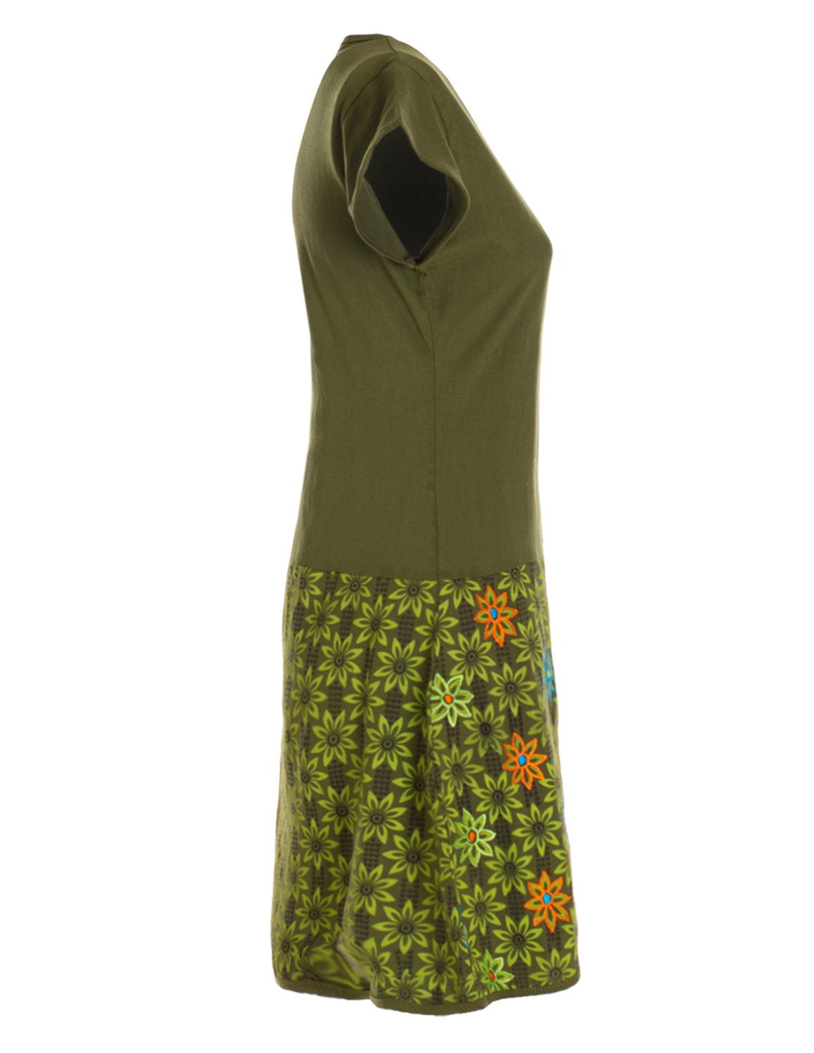 Vishes Tunikakleid Damen Sommerkleid Kurzarm Blumen-Kleid Tunika-Kleid T-Shirtkleid Boho, Goa, Guru Style