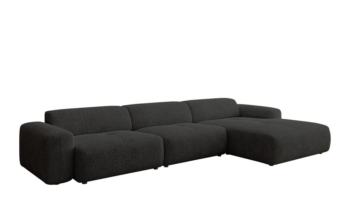 Luxusbetten24 Wohnlandschaft Designer L Sofa Calm Maxi, mit hochwertigem Bouclé-Stoff