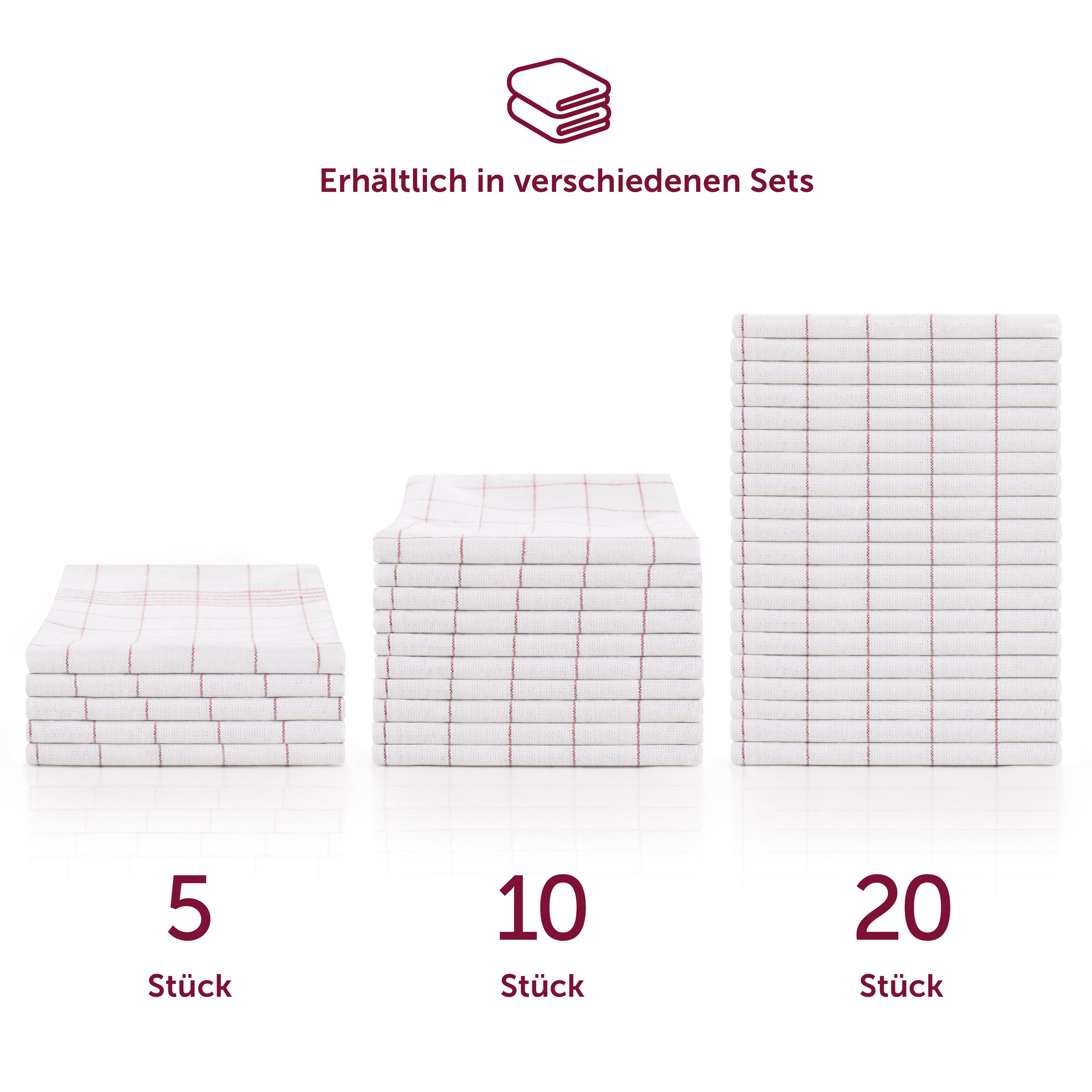 Blumtal Geschirrtuch Hochwertige im praktischen Set, (Set, 5-tlg., Set bestehend aus 5, 10 oder 20), in der Größe 50x70 cm, 100% Baumwolle – Bild 4 von 5