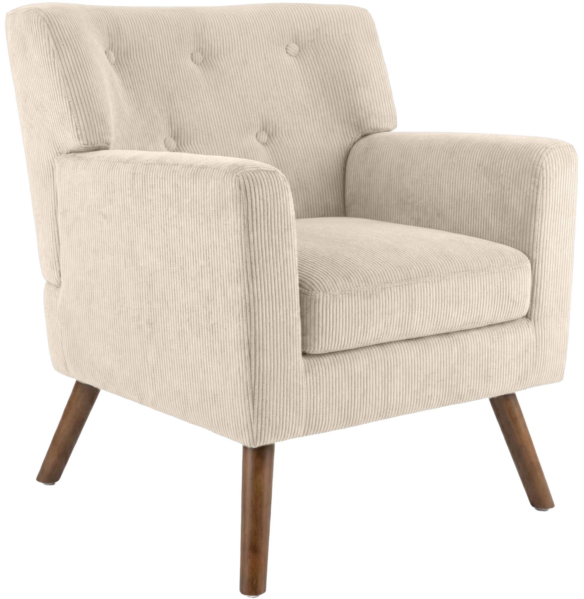 CLP Loungesessel Kioni (1er), Cordbezug, Kautschukholz, bis 150 kg belastbar