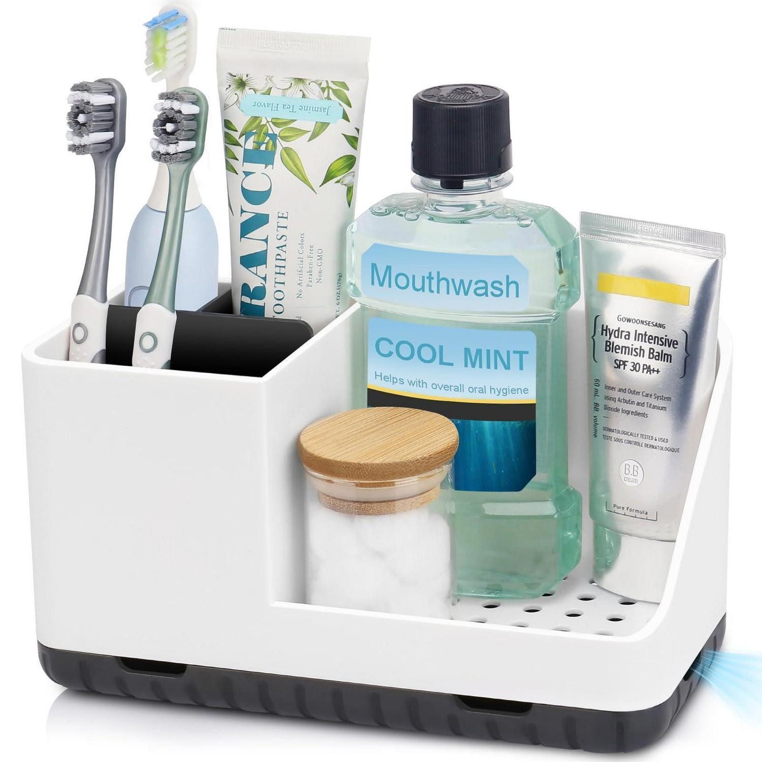 LuxusKollektion Zahnbürstenhalter Zahnbürstenhalter Bad Organizer Abfluss Weiß
