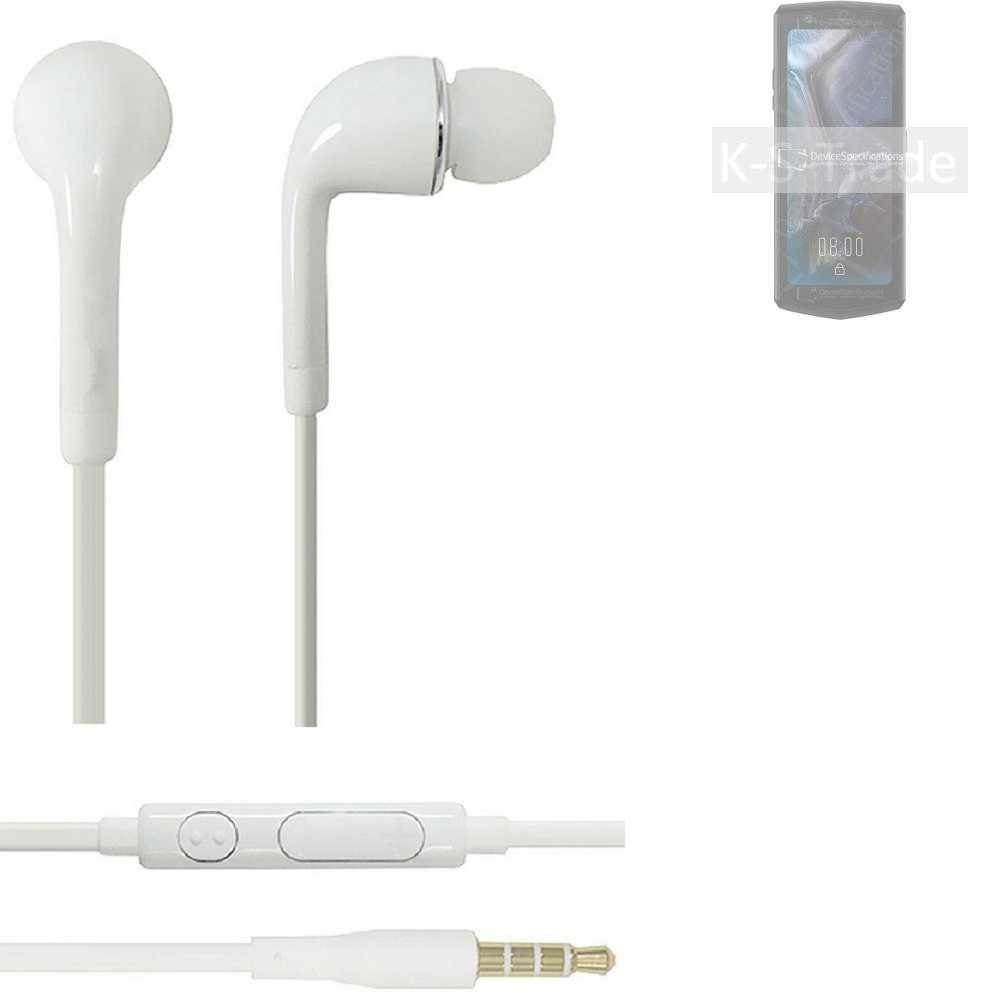 K-S-Trade für Cubot Pocket 3 In-Ear-Kopfhörer (Kopfhörer Headset mit Mikrofon u Lautstärkeregler weiß 3,5mm)