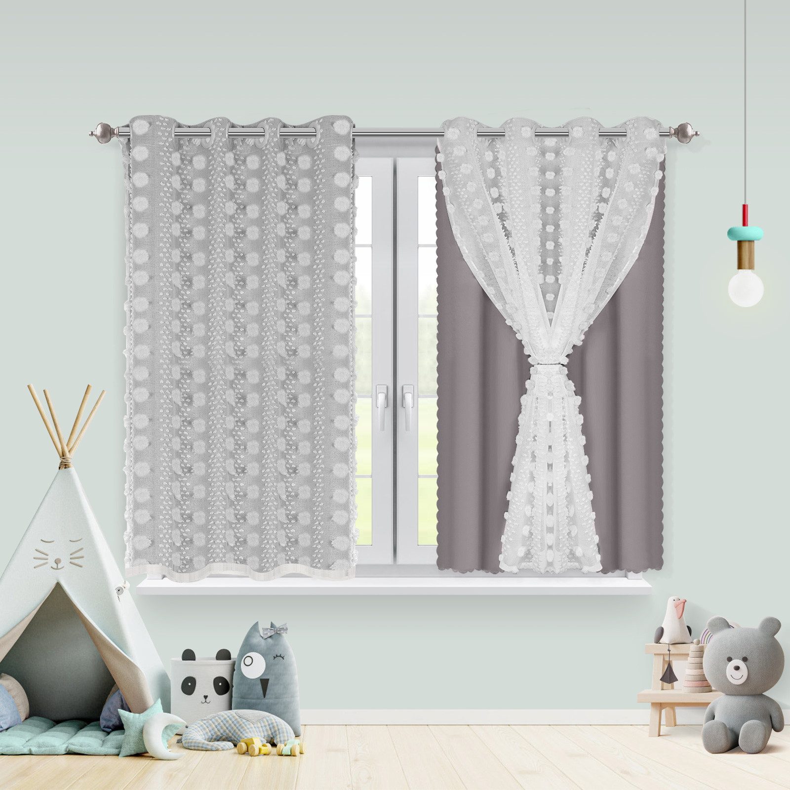 BTTO V&G Schiebegardine Kinderzimmer Vorhänge mit Ösen Baby Gardinen Doppel günstig online kaufen
