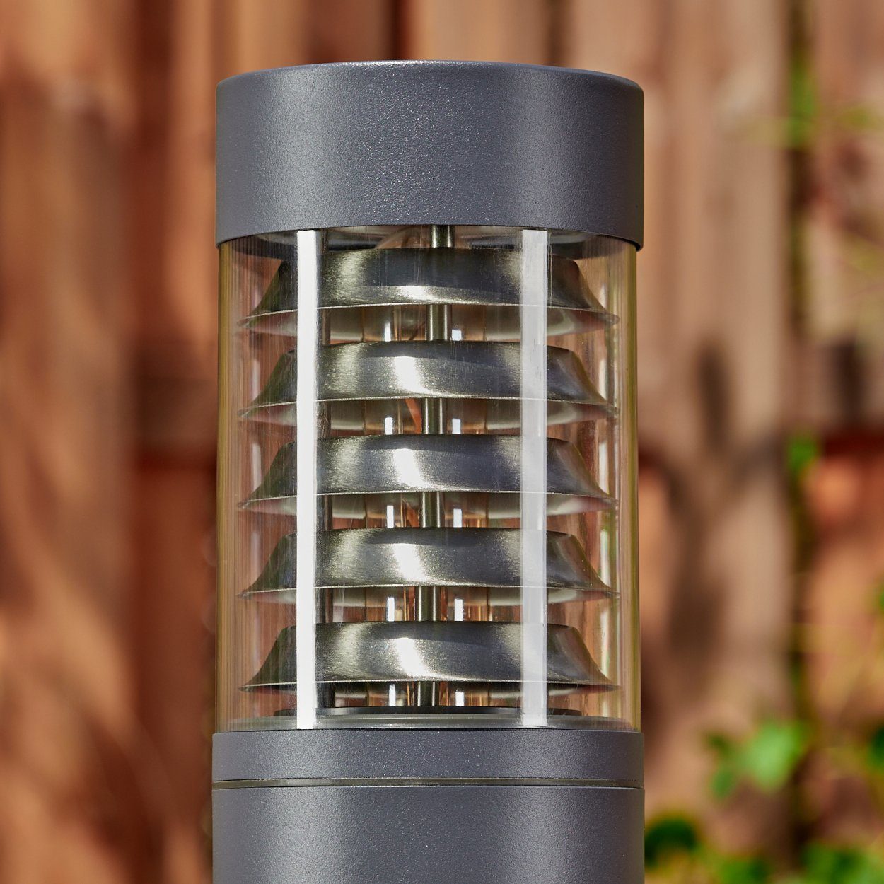 hofstein Pollerleuchte moderne Wegeleuchte aus Metall/Kunststoff in Anthrazit/Klar, ohne Leuchtmittel, Höhe 80 cm, Gartenbeleuchtung IP44, 1 x E27, ohne Leuchtmittel