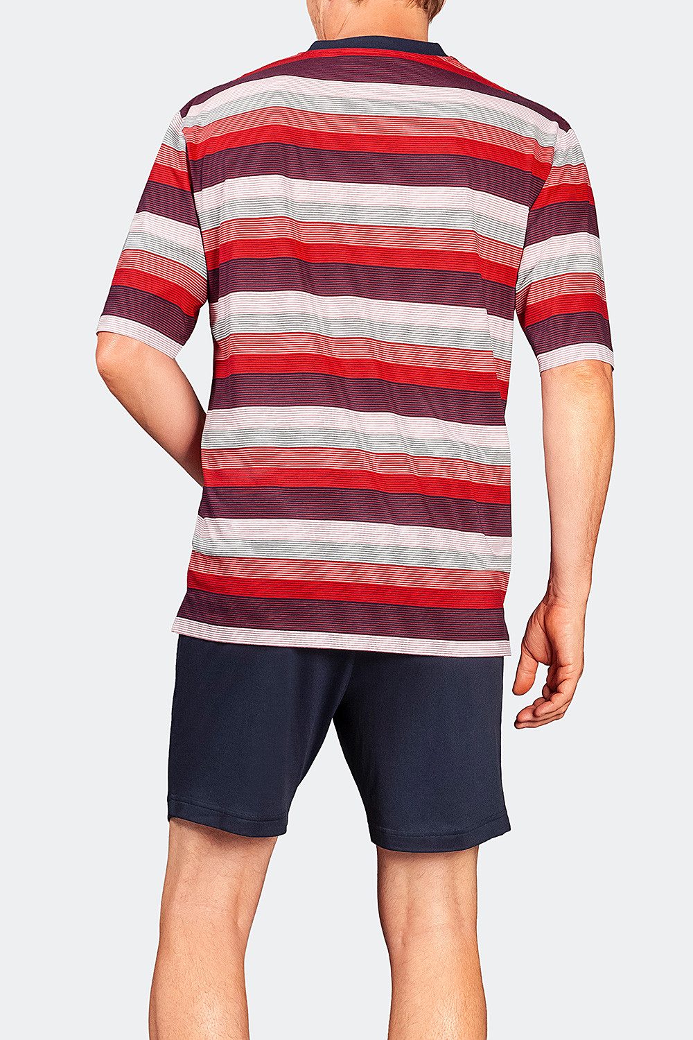 Hajo Pyjama Klima Light kurzer Herren Schlafanzug (2 tlg) Zweiteiler V-Ausschnitt Logo Stickerei