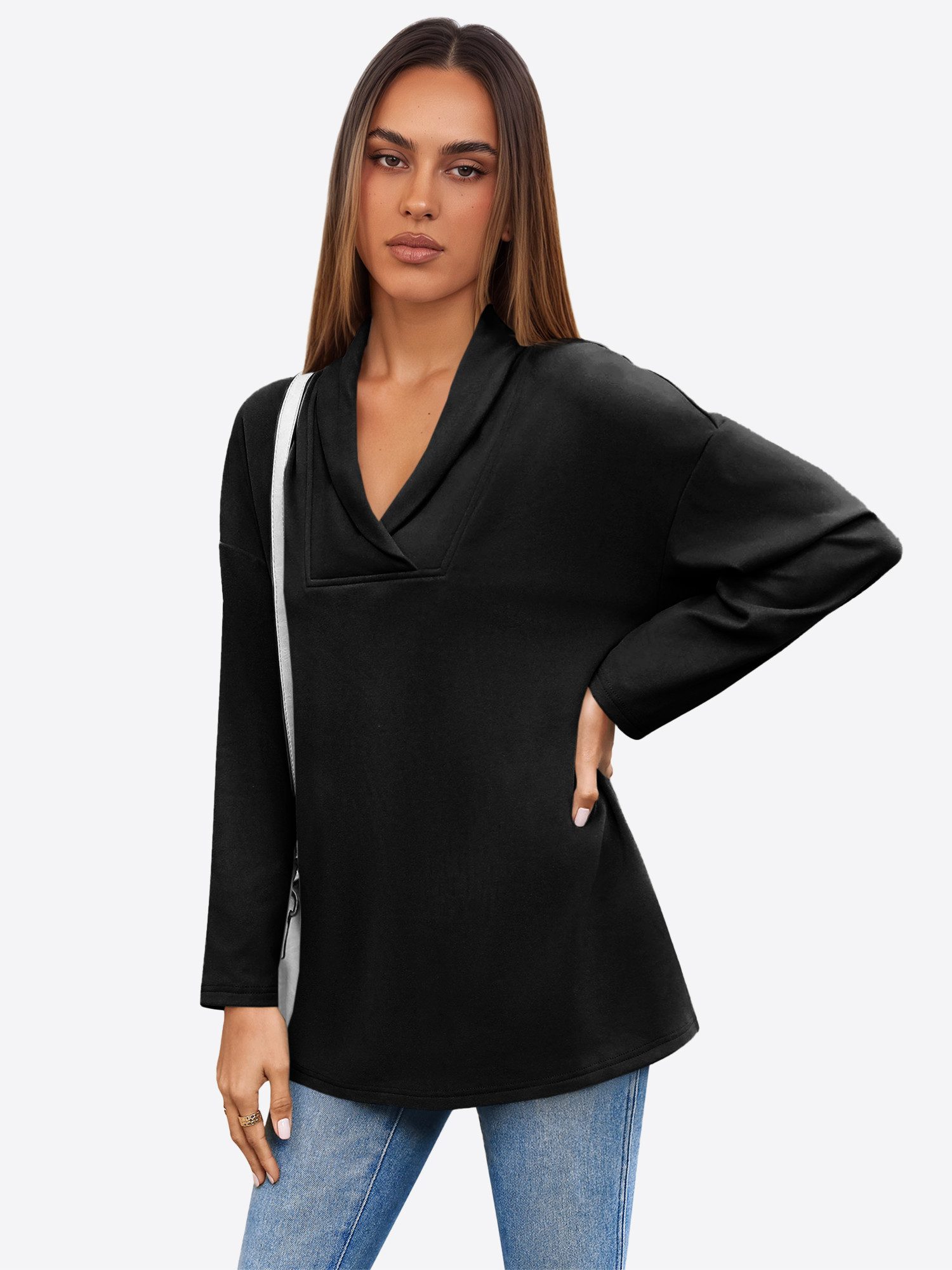 Imily Bela Sweatshirt Damen Tunika-Tops mit Schalkragen (Packung, 1-tlg., 1 günstig online kaufen