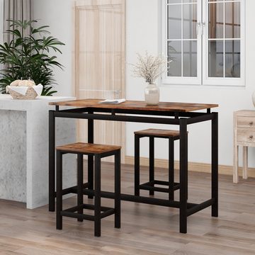 Gotagee Bartisch Bartisch-Set Bar Tisch und Stühle aus Eisenholz Küchentisch Stehtisch