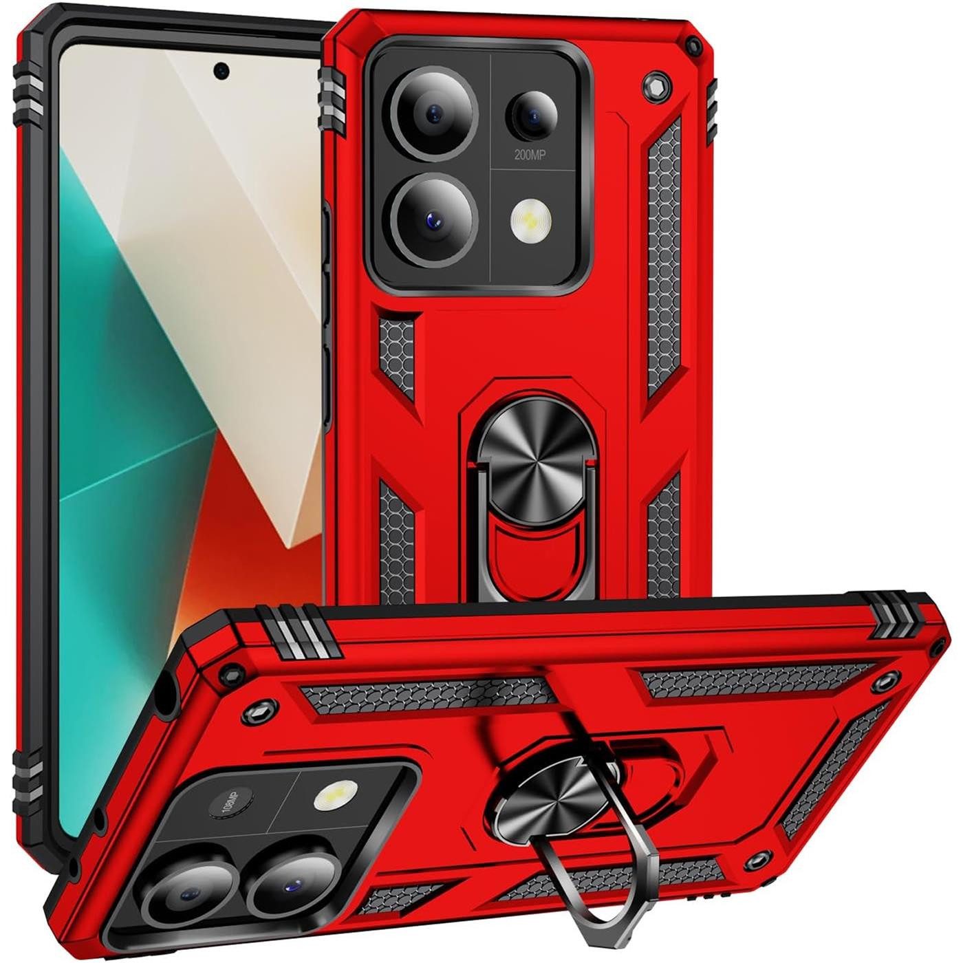 CoolGadget Handyhülle Armor Shield Case für Xiaomi Redmi Note 13 Pro 5G 6,67 Zoll, Outdoor Cover Magnet Ringhalter Handy Hülle für Redmi Note 13 Pro 5G