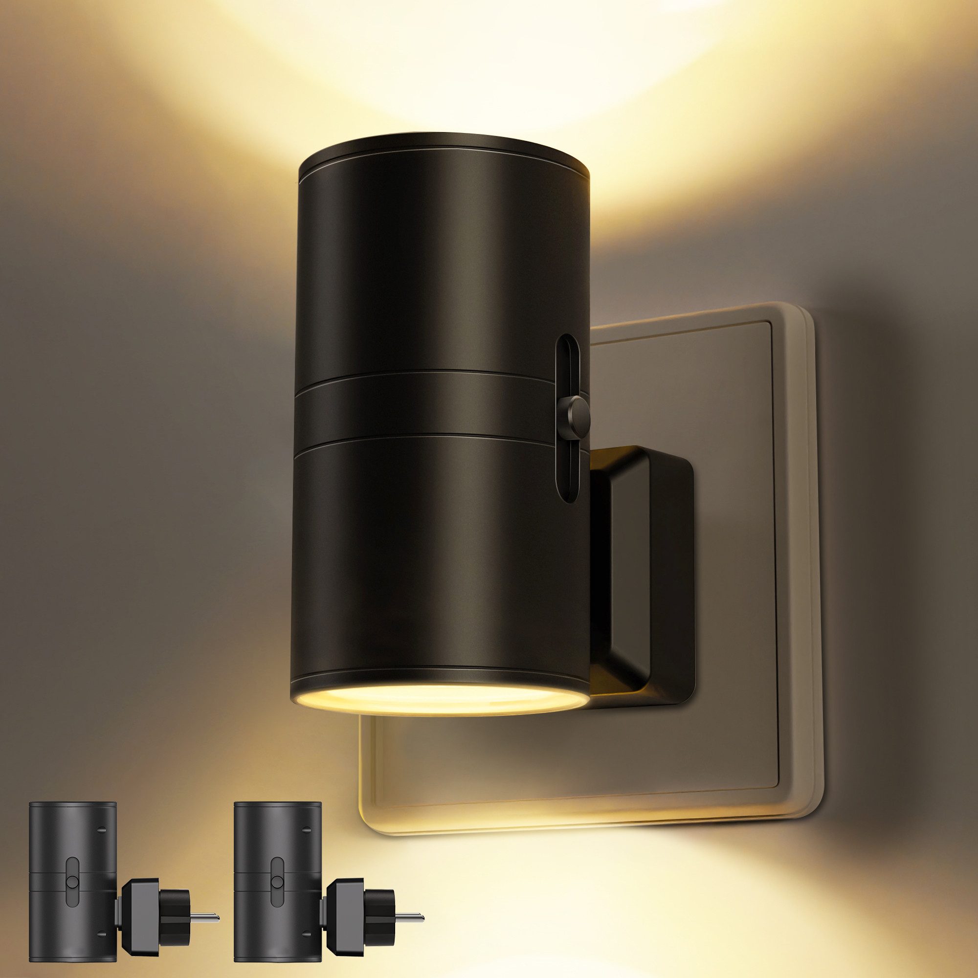 LOHAS-LED Nachtlicht LED Nachtlicht mit Bewegungsmelder, Steckdose Warmweiß 3000K, Keine Funktionen, LED fest integriert, Warmweiß 3000K, Bewegungsmelder 120° Stufenlos dimmbar 0-100LM Augenschonendes