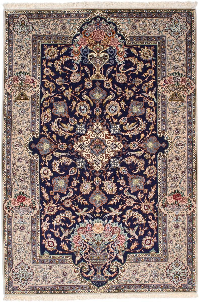 Orientteppich Isfahan Seidenkette 161x236 Handgeknüpfter Orientteppich, Nain Trading, rechteckig, Höhe: 6 mm