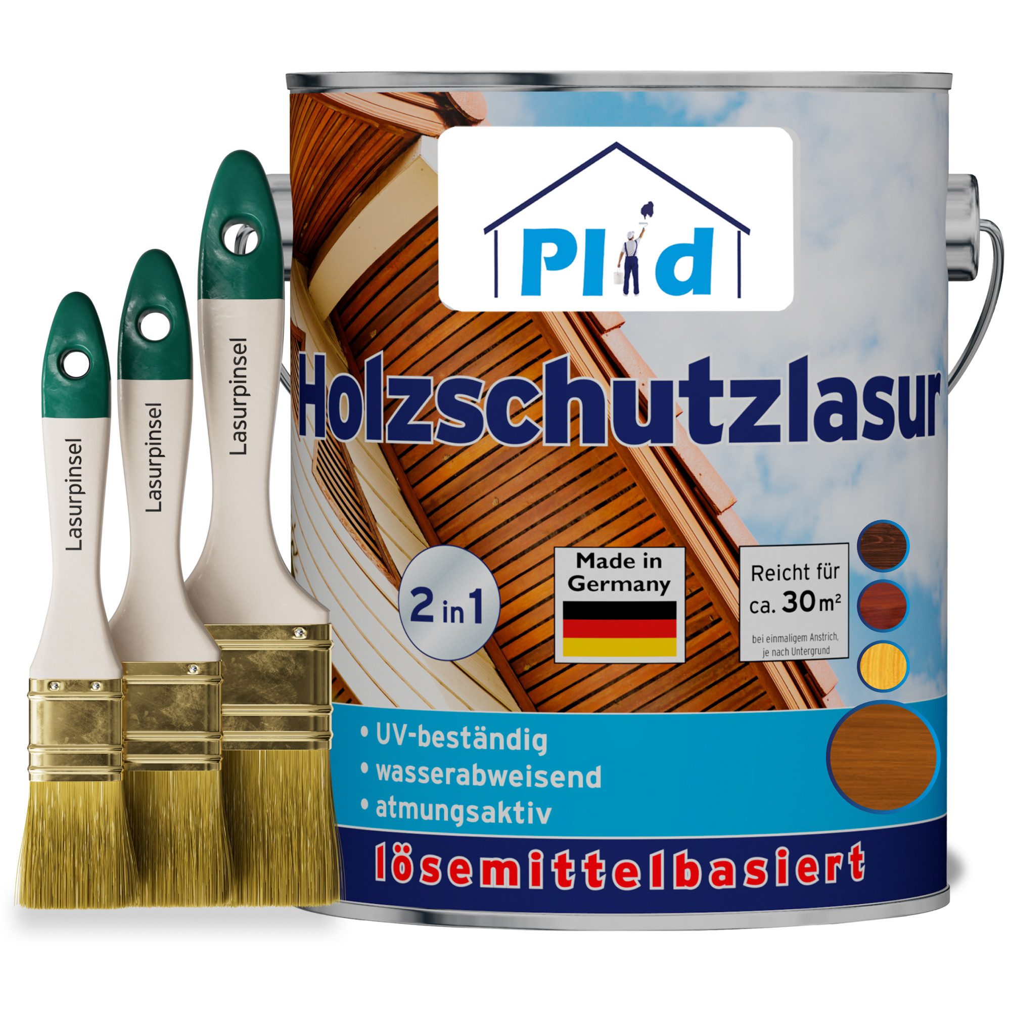 plid Holzschutzlasur Premium Holzschutzlasur Holzlasur Holzschutz Holzgrundierung Set, Schnelltrocknend
