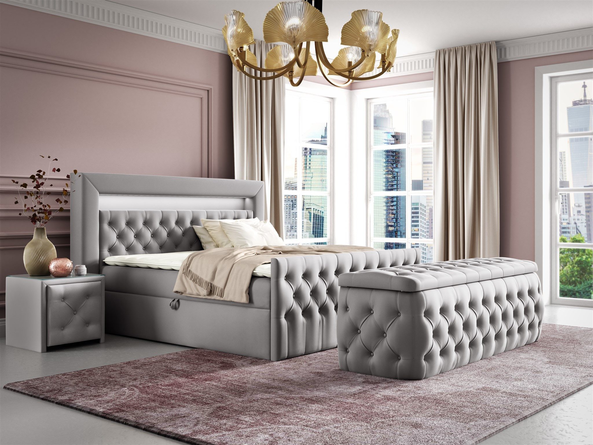 Fun Möbel Boxbett Schlafzimmerbett ERNESTO Nr.4 in Stoff Elisa Velvet (inkl günstig online kaufen