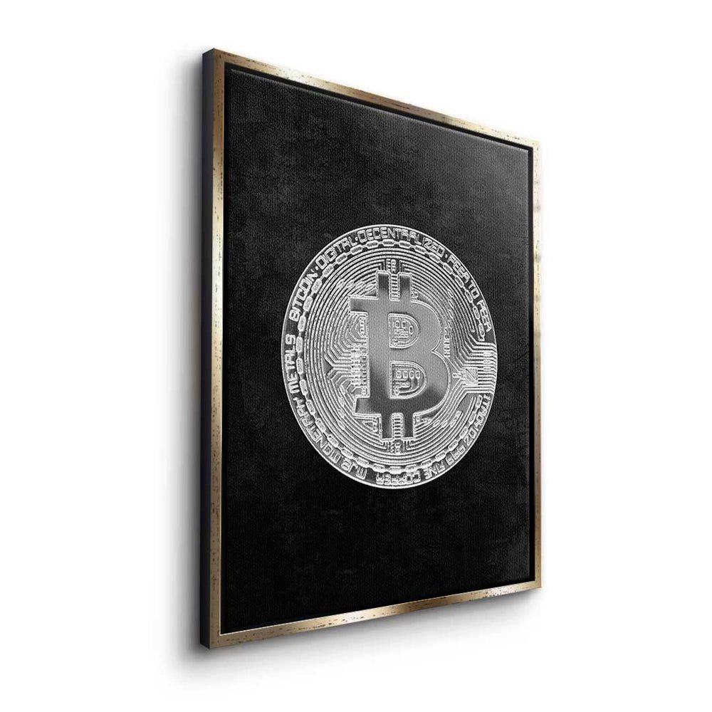 Trading Crypto Leinwandbild Bitcoin, Leinwandbild - DOTCOMCANVAS® Rahmen Black Premium - - Bitcoin - Motivation weißer Black