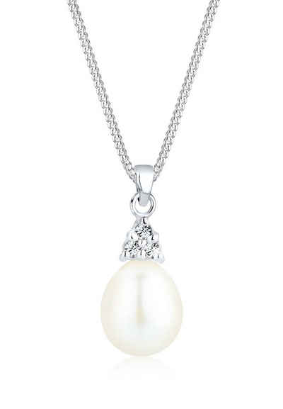 Elli Perlenkette »Kristalle Süßwasserzuchtperle Silber«