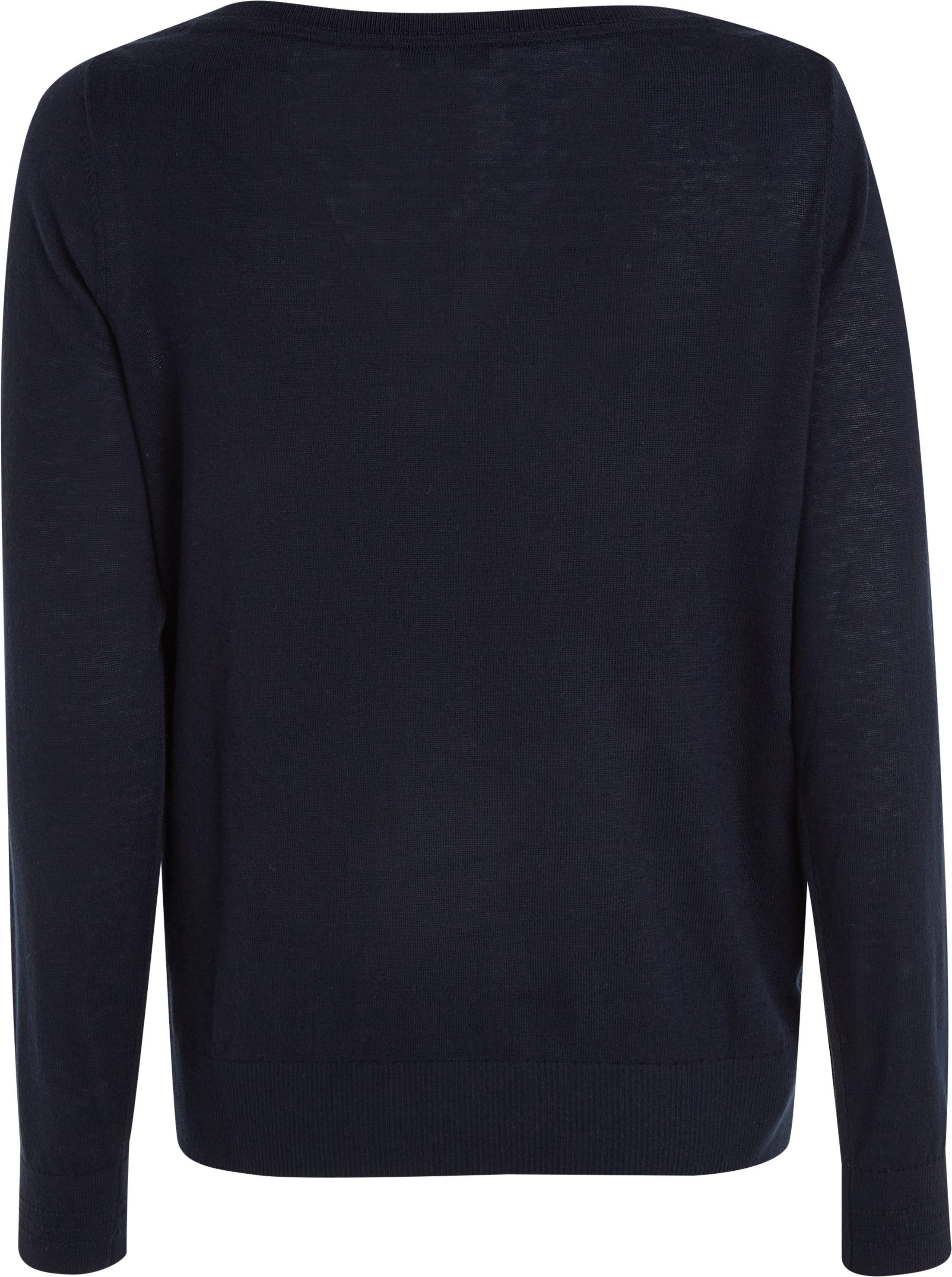 Tommy Hilfiger Strickpullover CO JERSEY STITCH V-NECK SWEATER mit Tommy Hilfiger Logo-Flag, U-Boot-Ausschnitt