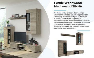 Furnix Wohnwand Mediawand TINNA 4-tlg. mit TV-Schrank, Vitrinen und Wandregal ohne LED, mit viel Stauraum