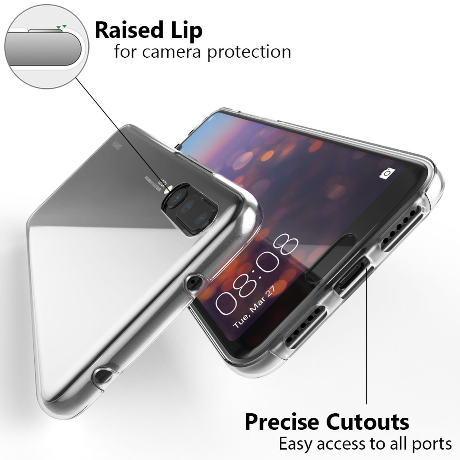 Nalia Smartphone-Hülle Huawei P20 Pro 15,5 cm (6,1 Zoll), Klare 360 Grad Hülle / Rundumschutz / Transparent / Displayschutz Case
