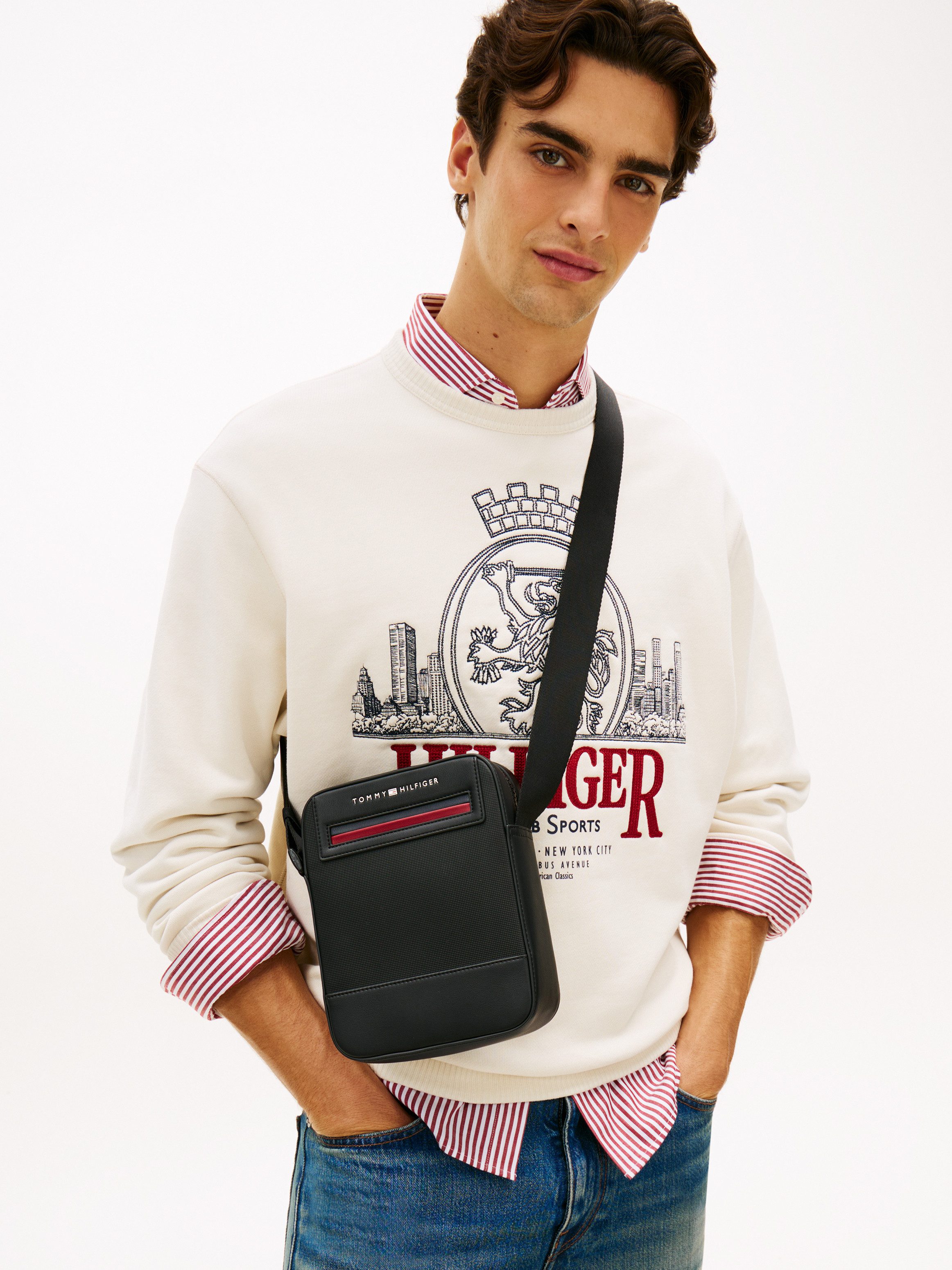 Tommy Hilfiger Umhängetasche TH FOUNDAITON MINI REPORTER, Unisex Schultertasche, Crossbody-Bag mit Logoschriftzug