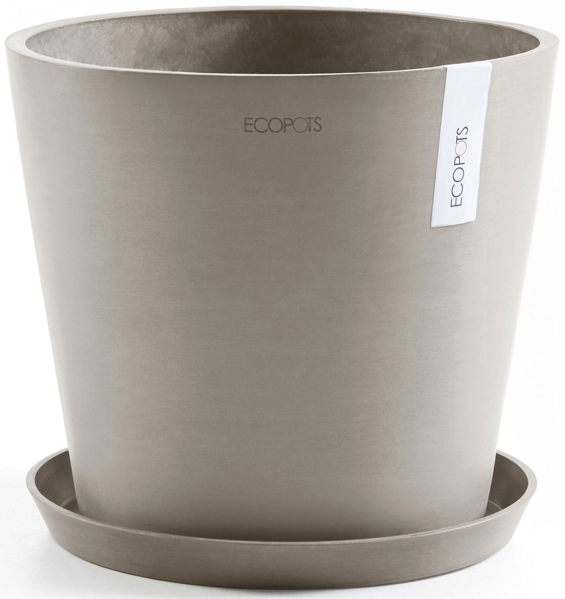 ECOPOTS Blumentopf Amsterdam 30 + Wassersystem Taupe, für innen und außen: frostsicher, bruchsicher und lichtbeständig