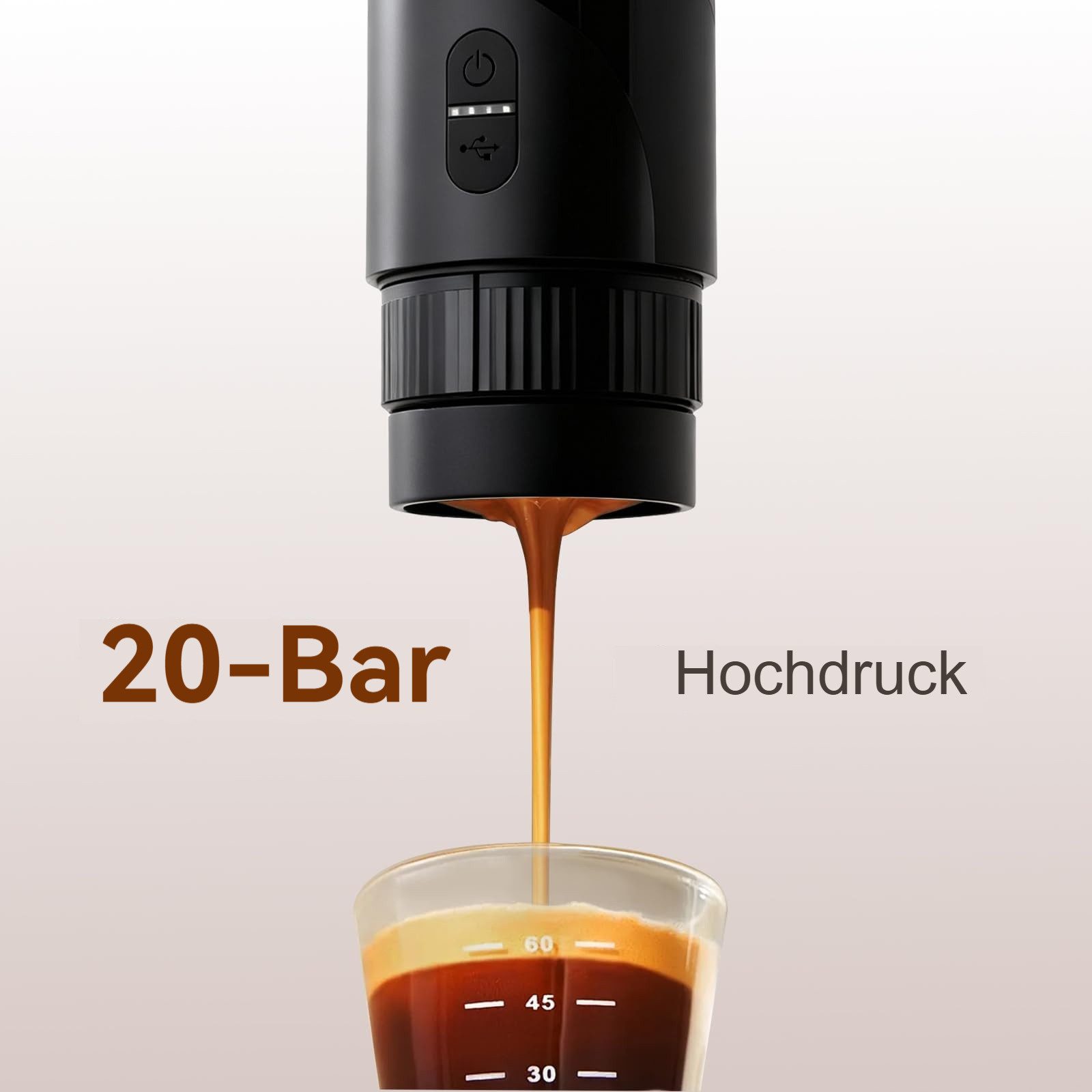 Tekoo Reisekaffeemaschine Tragbare Espressomaschine 20 Bar Akku, für Kapsel & Pulver, USB-C, Dauerfilter Spezialgröße, 20 Bar Pumpendruck, 2-in-1 System für Kapseln und Pulver, Kompaktes