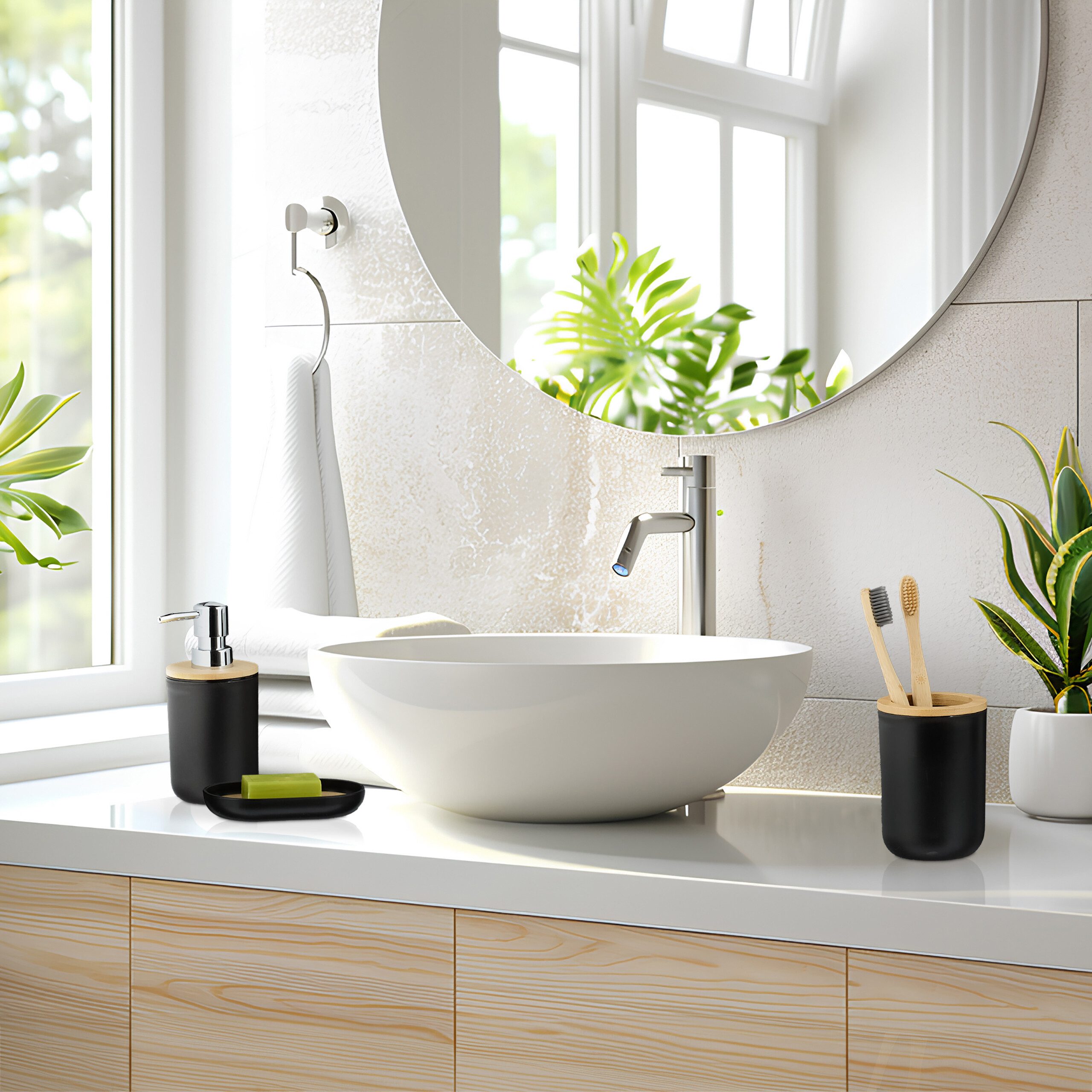 relaxdays Badaccessoire-Set 6-tlg. Badezimmer Set, 6 tlg. günstig online kaufen