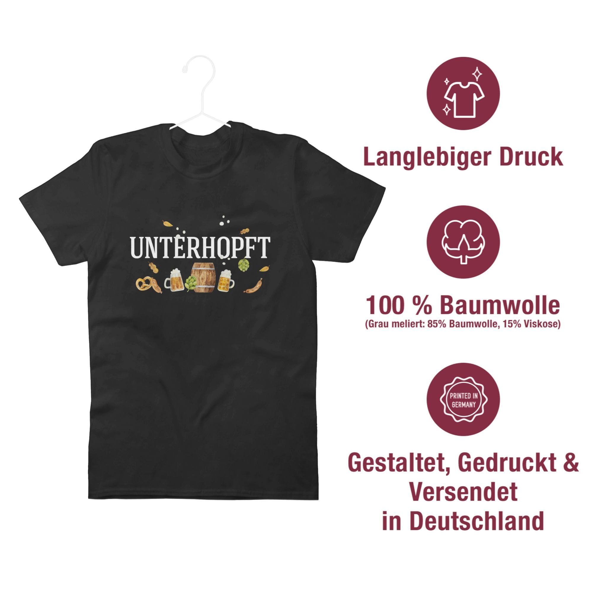Shirtracer T-Shirt Chronisch total - Unterhopft Mode Schwarz für Mälzer Bier Männertagsgeschenk Oktoberfest 01 Brauer Herren Ges