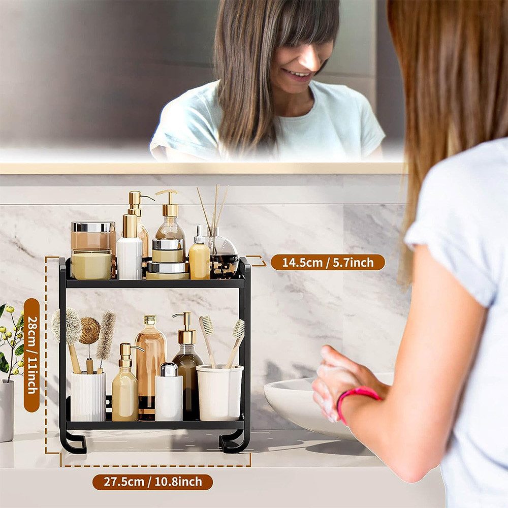 NUODWELL Make-Up Organizer Kosmetik Organizer, 2-stufiger Badezimmer-Theken günstig online kaufen