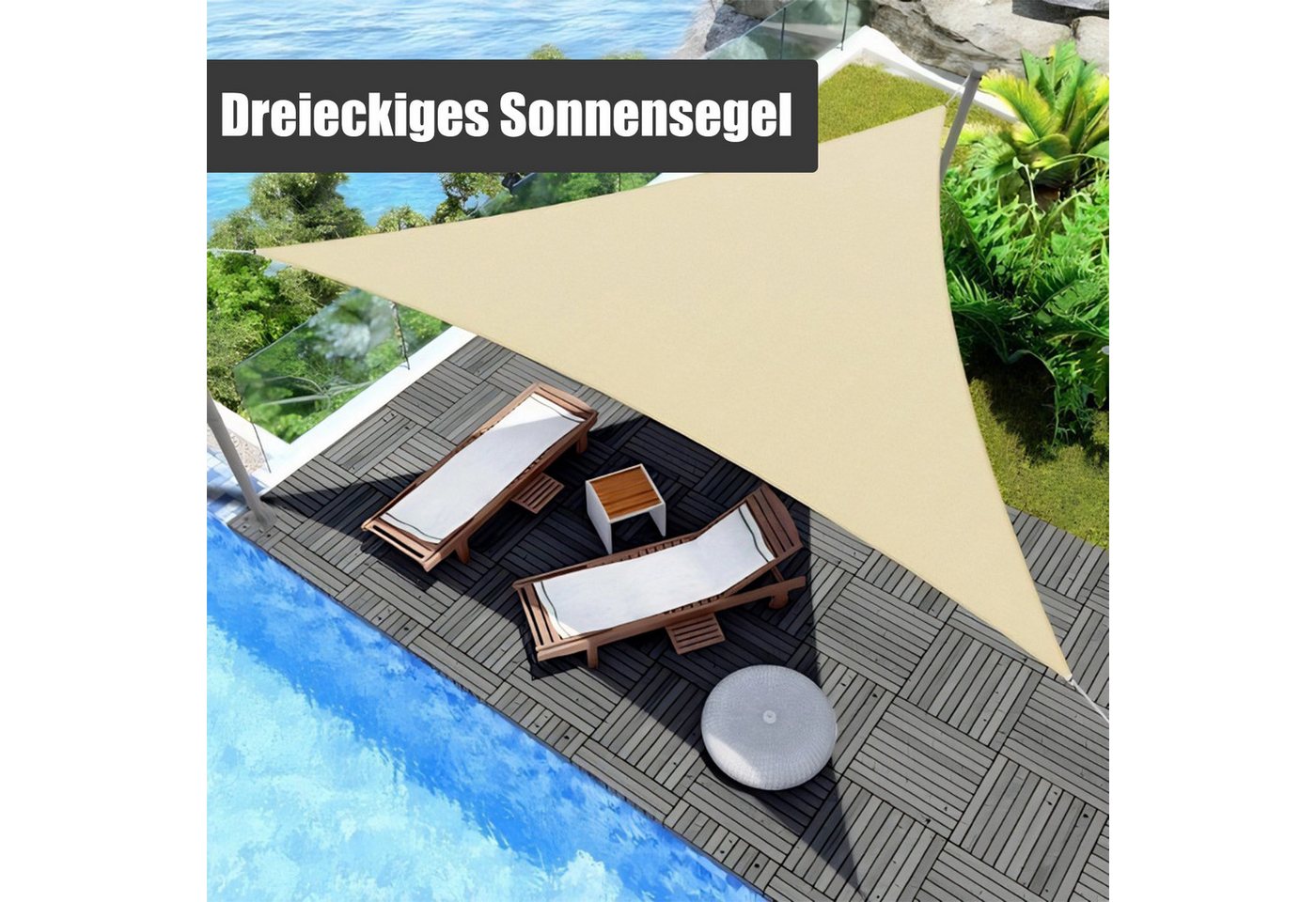 Thumbnail - Refttenw Sonnensegel Sonnenschutzsegel Dreieckig UV-Schutz Wasserabweisend, 3x3x3m, für Terrasse, Hinterhof, Rasen, Gart...