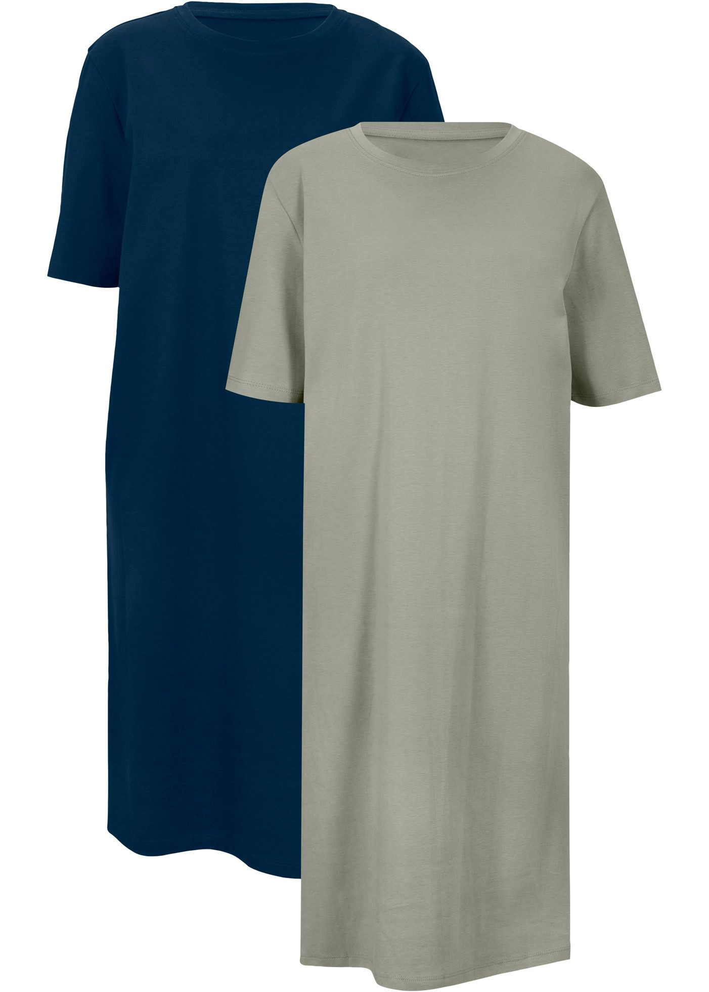 bonprix Shirtkleid (Packung, 2-tlg., 2) für Alltag, mit Rundhalsausschnitt, Kurzarm, Oversize Passform