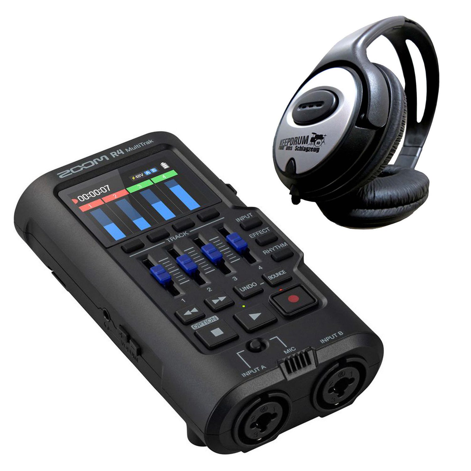 Zoom R4 MultiTrak Audio-Recorder mit Kopfhörer Digitales Aufnahmegerät