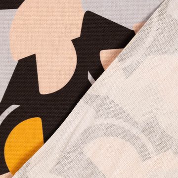 SCHÖNER LEBEN. Stoff Dekostoff Baumwolle Java Retro Formen schwarz apricot flieder gelb 1,4, Digitaldruck