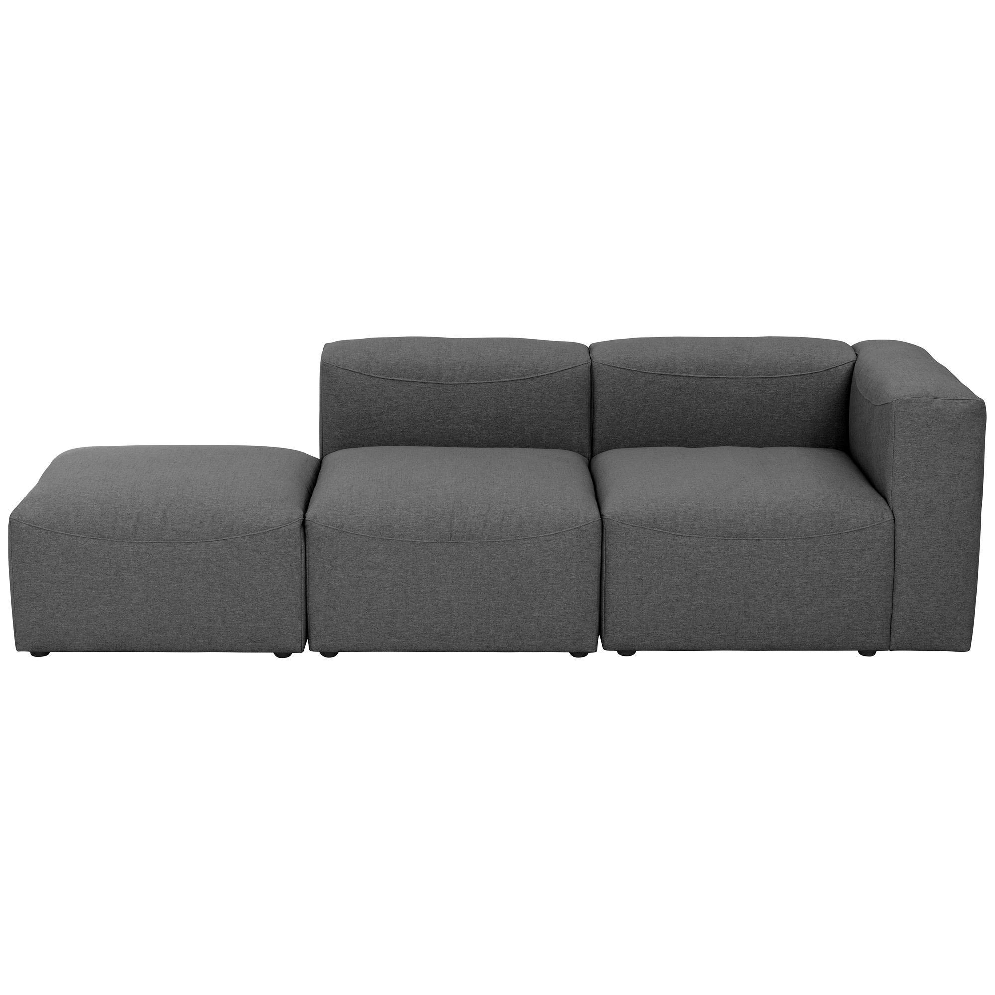 58 aufm Kessel Sofa Couch 2-Sitzer mit Hocker links Kattrina Flachgewebe anthrazit, Lieferung bis zur Haustür 1 Teile, Bezug und Farbe individuell wählbar für persönliches Wohnambiente