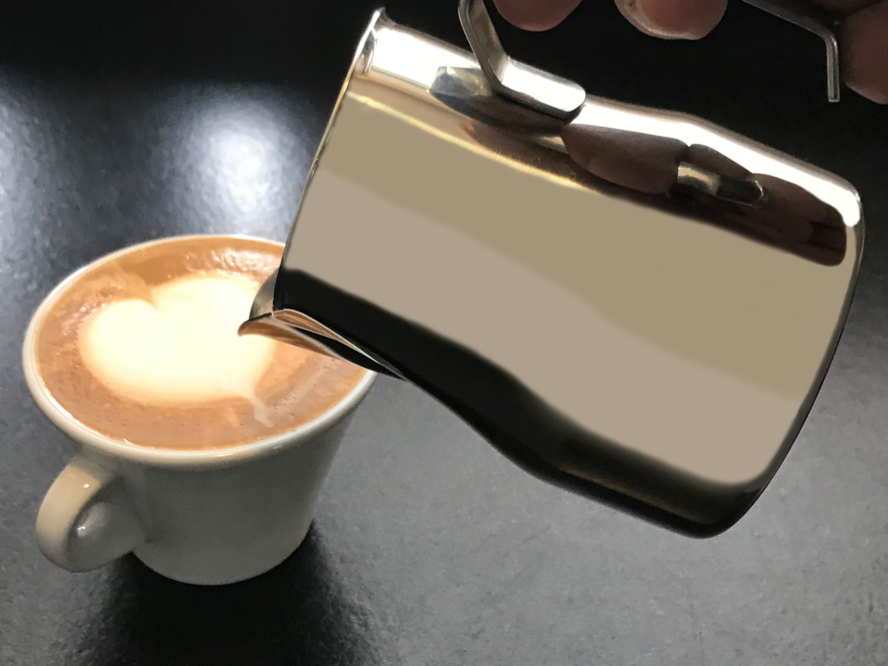 scarlet für espresso Barista scarlet Antihaftbeschichtung; aus von hochwertiger Milchkännchen Latte mit »L'Art Edelstahl espresso Profi« Milchkännchen, Pitcher Art; 18/10