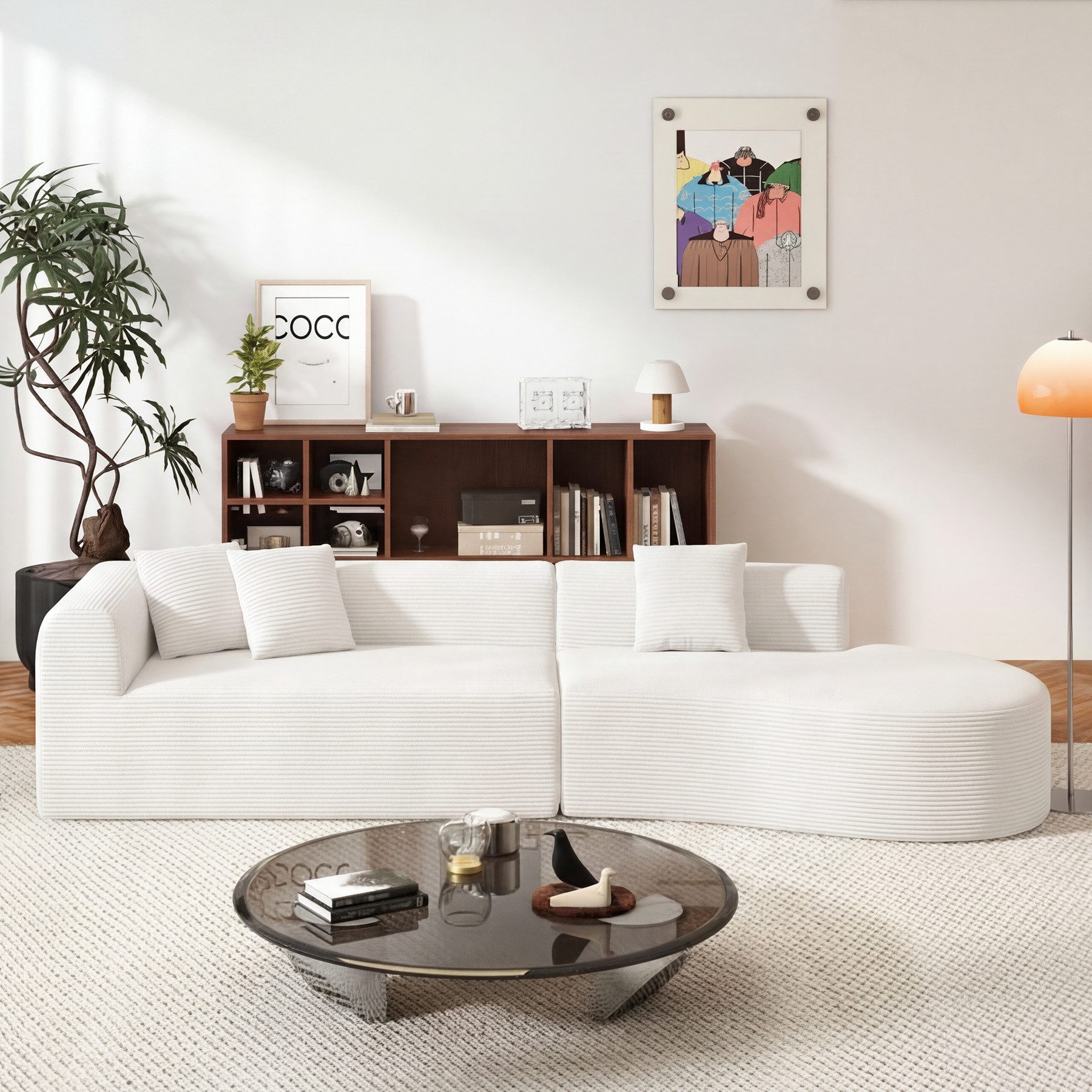Aivermeil Ecksofa 4-6 Sitzer L-Form Cloud Couch aus Cord, Modulares Wohnzimmersofa, für große Räume inklusive Kissen, keine Montage erforderlich