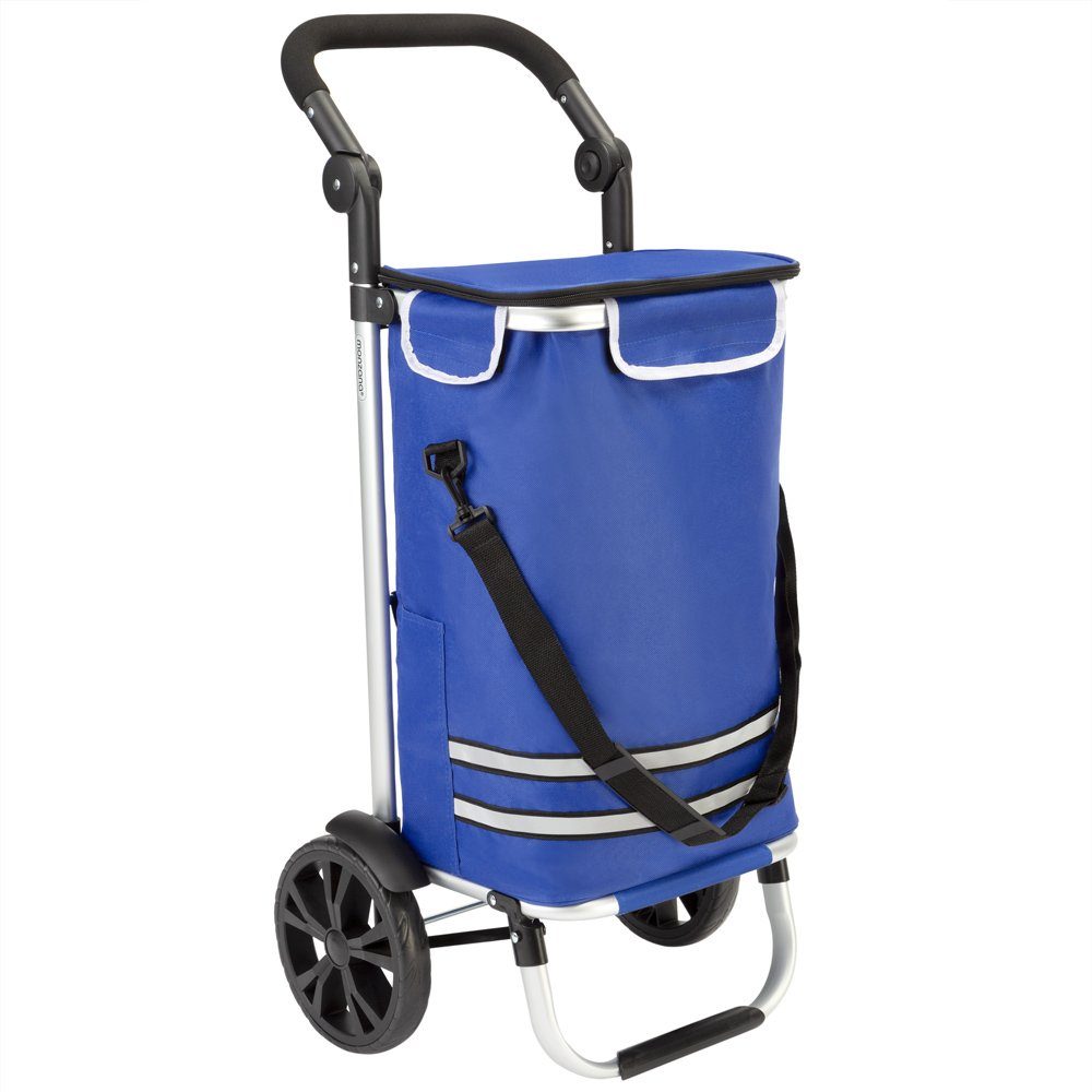 monzana Einkaufstrolley, 2in1 56L bis 50 kg klappbar abnehmbare Tasche  Handwagen Einkaufswagen Einkaufshilfe Roller Blau