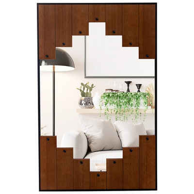 COSTWAY Wandspiegel, mit Zweirichtungshaken, Holz- & Metallrahmen, 100x60cm