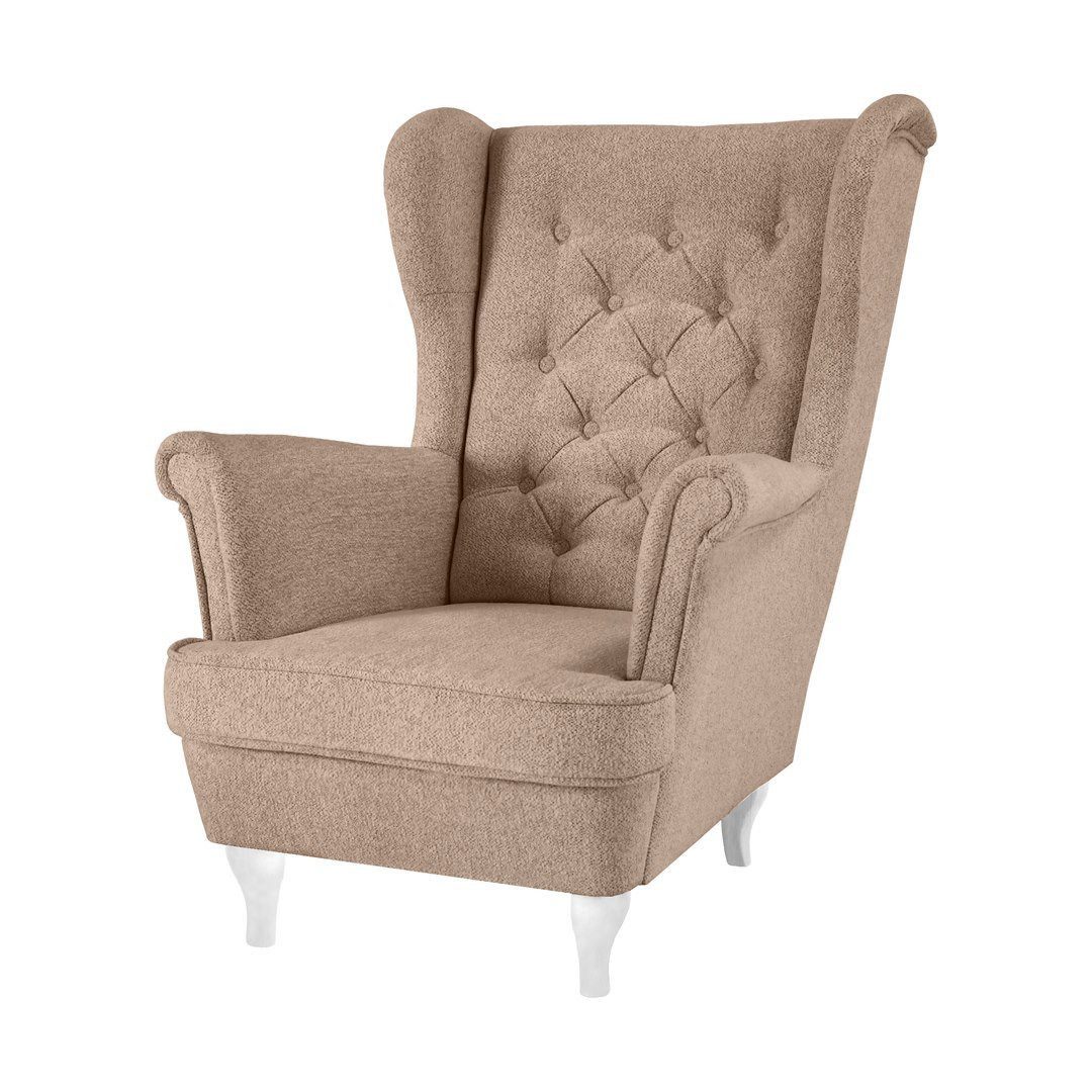 Beautysofa Ohrensessel Sessel FALCO Chesterfield Wohnzimmersessel Fernsehsessel