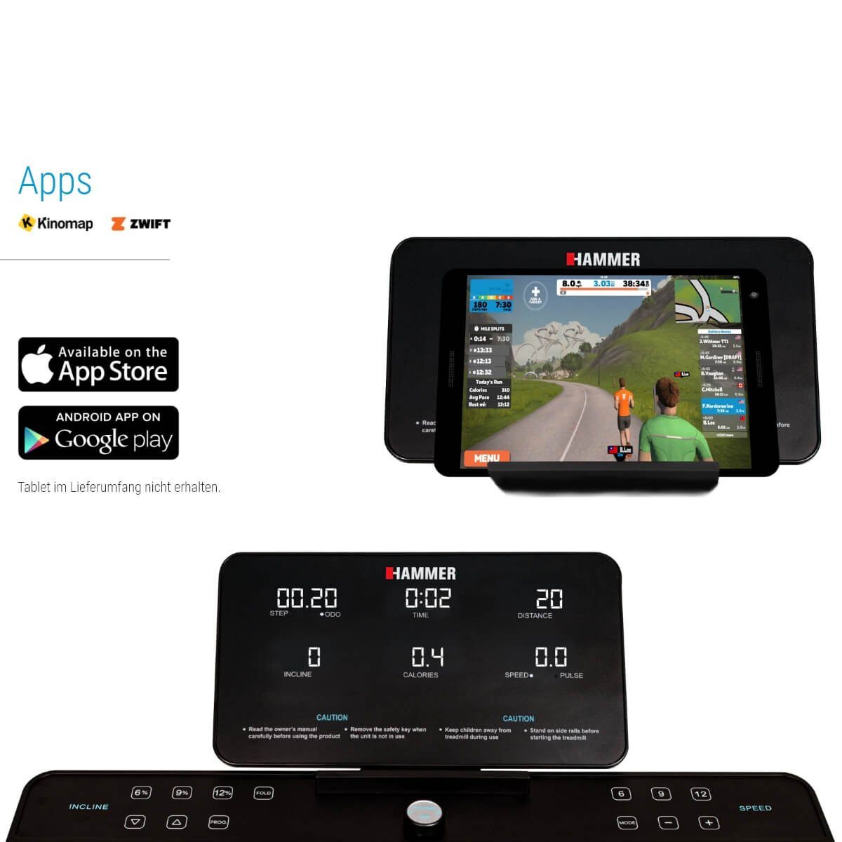 Hammer Laufband Q. Vadis 3.0, Klappfunktion, 12 Programme, 5 PS, 18 km/h