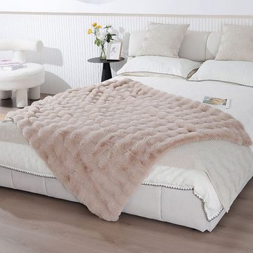 Wohndecke lauschige Decke doppelseitig für Bett Sofa Wohnzimmer Kamel 100×160cm, FELIXLEO