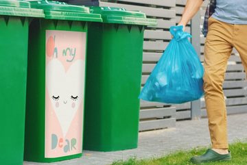 MuchoWow Wandsticker Pastell - Herz - Zitat - Oh mein Lieber (1 St), Mülleimer-aufkleber, Mülltonne, Sticker, Container, Abfalbehälter