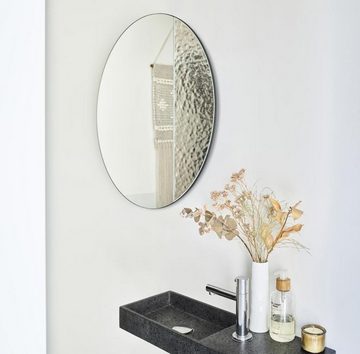 Casa Padrino Wandspiegel Luxus Wandspiegel Ø 58 cm - Runder Spiegel mit strukturierter Oberfläche - Wohnzimmer Spiegel - Garderoben Spiegel - Luxus Qualität
