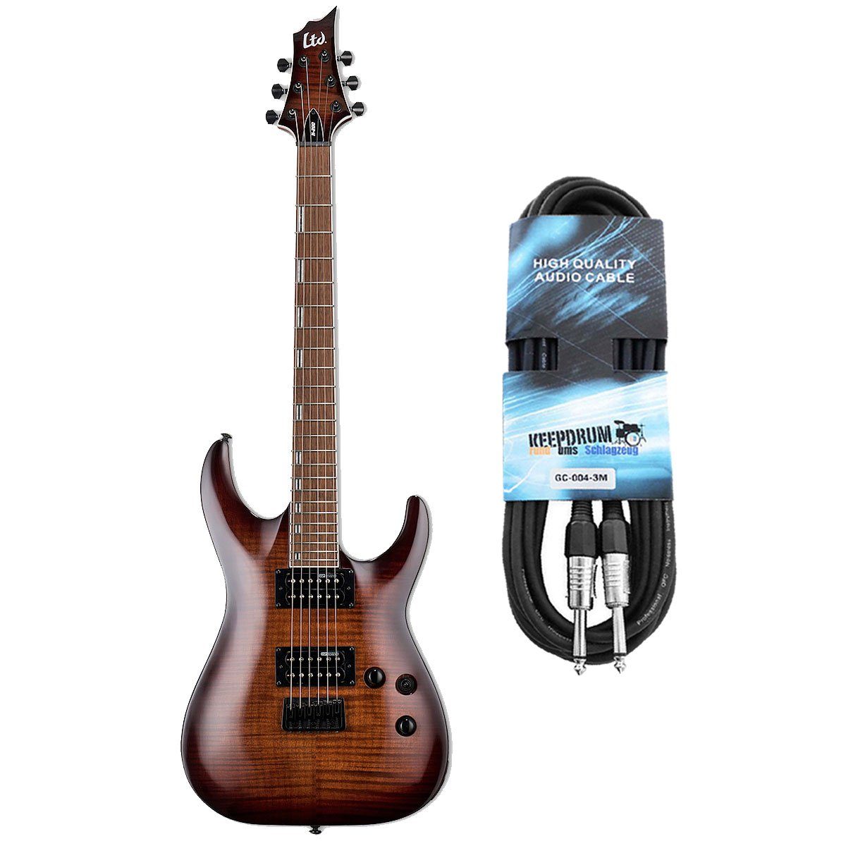 E-Gitarre ESP LTD H-200FM E-Gitarre Dark Sunburst mit Kabel