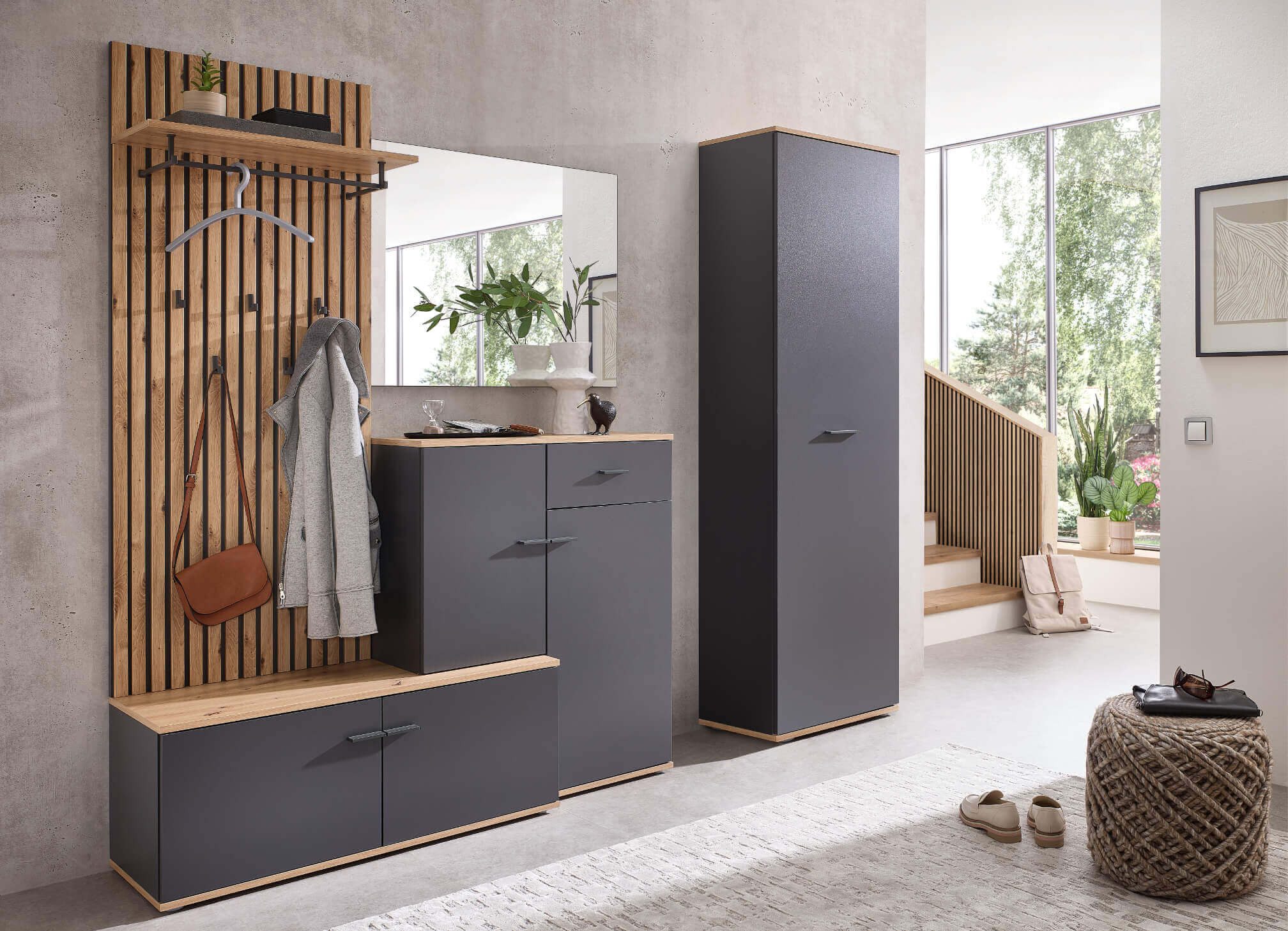 moebel-dich-auf Garderoben-Set COMO, (Paneel + Schuhschrank + Spiegel + Hoc günstig online kaufen