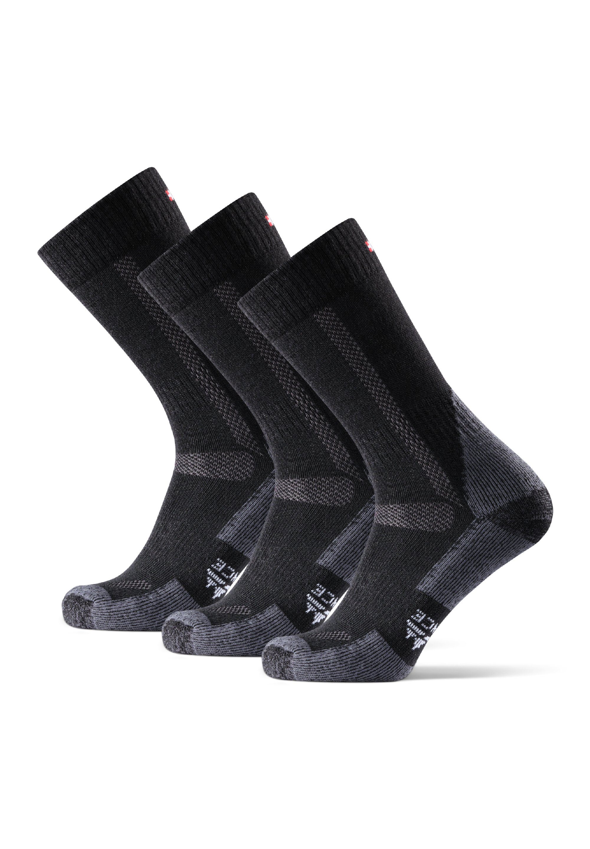 Black/Grey DANISH Anti-Blasen, Damen (Packung, Merino Herren, für & Hiking Socks Kinder Wandersocken 3-Paar) Classic ENDURANCE