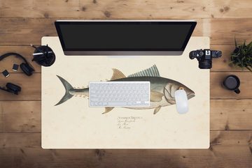 MuchoWow Gaming Mauspad Eine alte Illustration eines Fisches (1-St), Büro für Tastatur und Maus, Mousepad Gaming, 90x60 cm, XXL, Großes